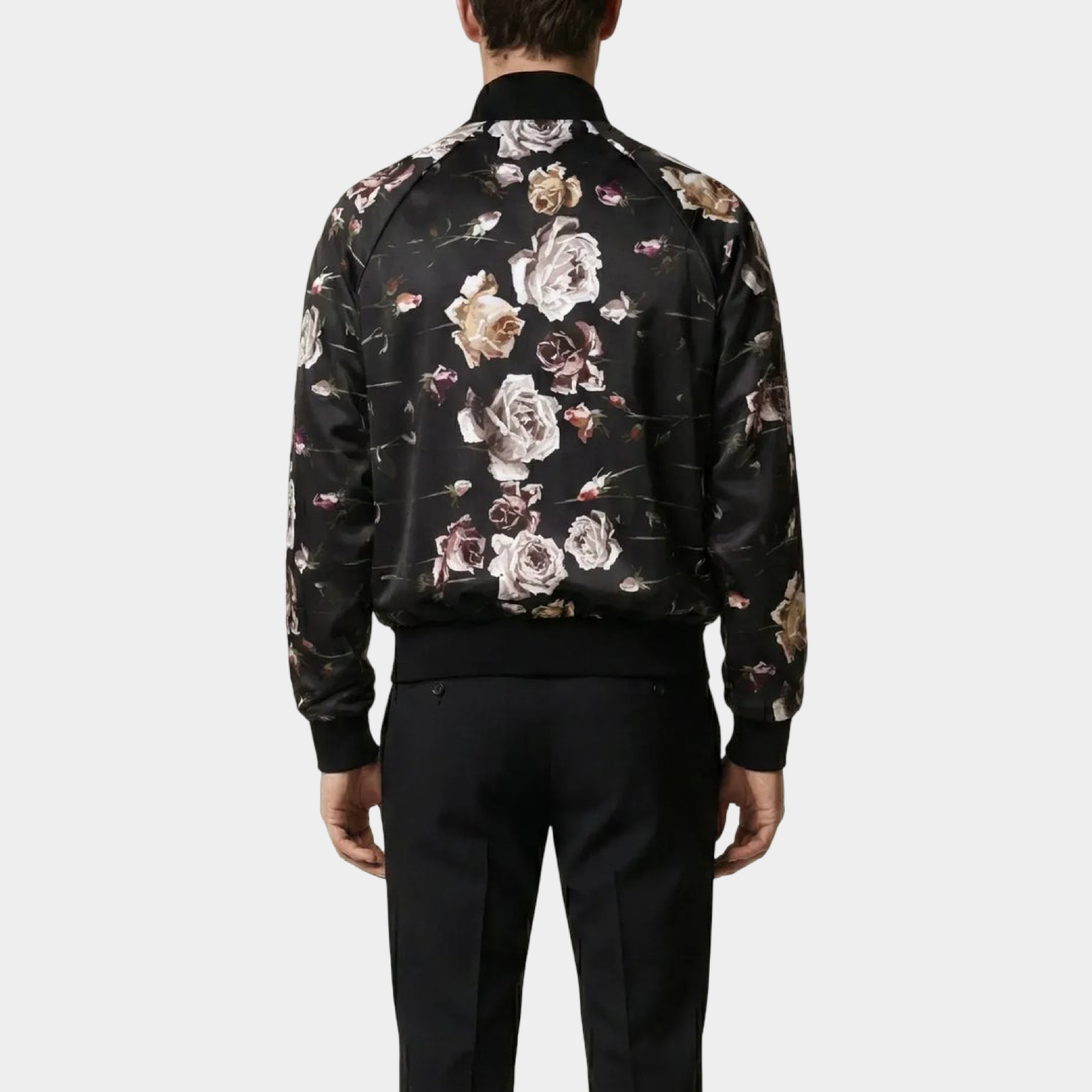 Dolce & Gabbana Rose Motif Bomber Jacket Back View