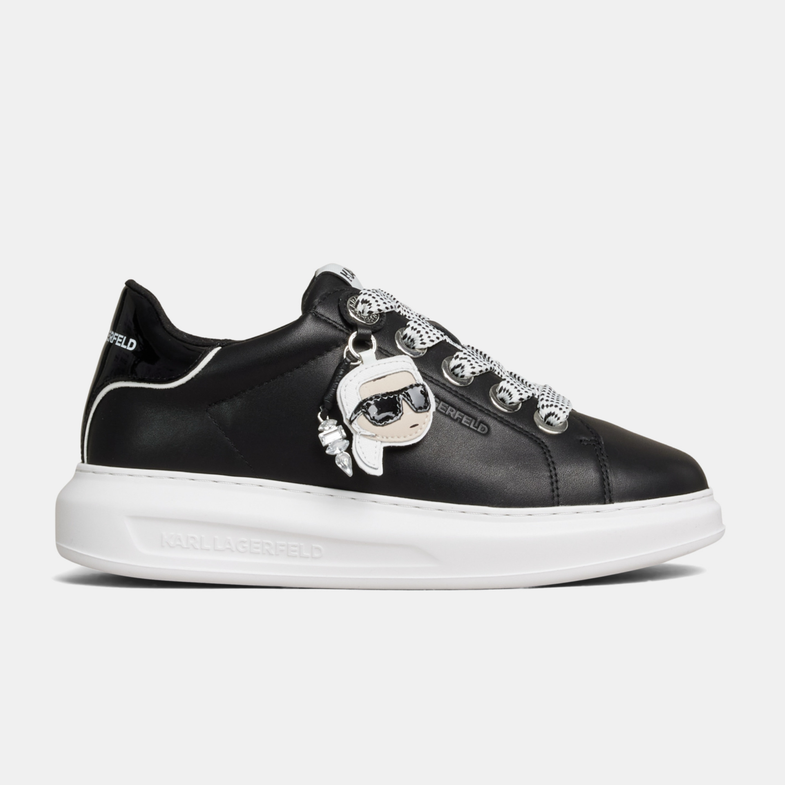 Дамски кецове от естествена кожа в черно Women’s leather sneakers Karl Lagerfeld KAPRI KL62576T 000 Black Medial View