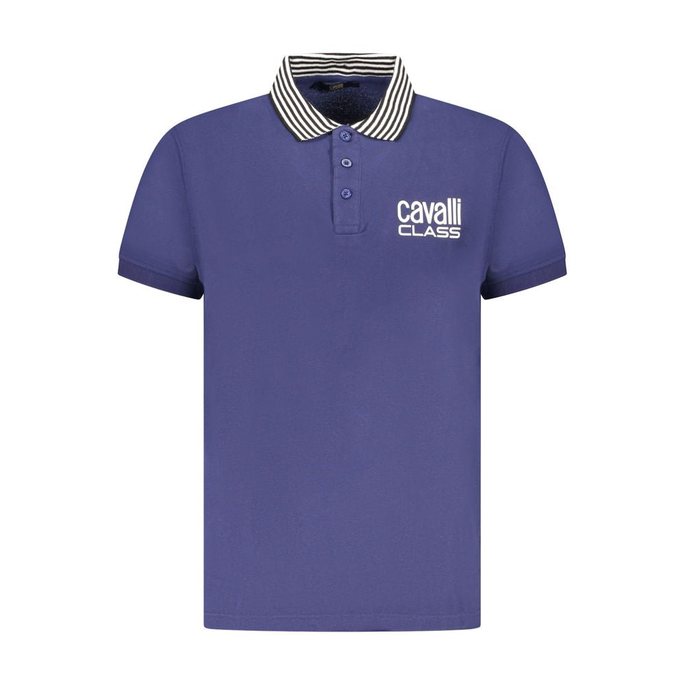 Мъжка поло тениска в синьо Men’s polo shirt Cavalli Class TXT64E KB002 04551 Blue Front view