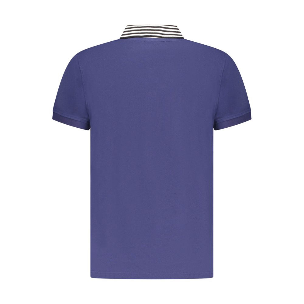 Мъжка поло тениска в синьо Men’s polo shirt Cavalli Class TXT64E KB002 04551 Blue Back view