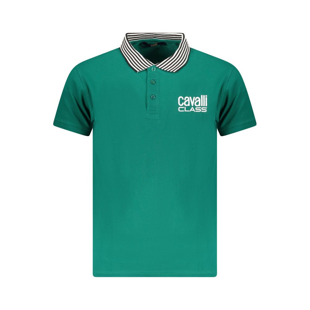 Мъжка поло тениска в зелено Men's polo Cavalli Class TXT64E KB002 04038 Green Front view