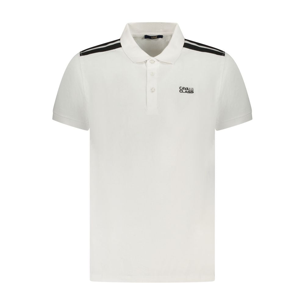 Мъжка поло тениска в бяло Men's polo Cavalli Class TXT64 DJD060 00533 Front view