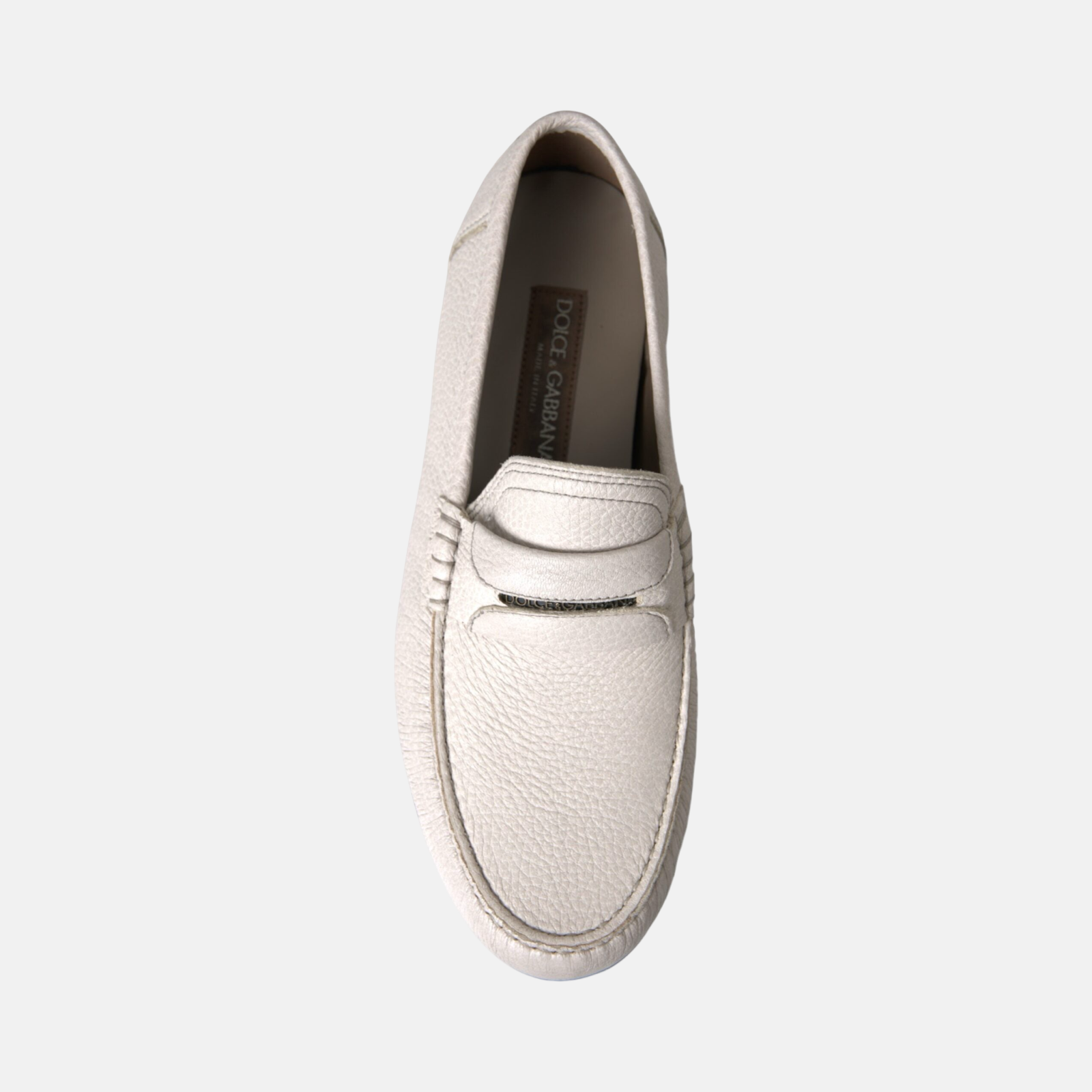 Мъжки мокасини Dolce & Gabbana White Gray Leather Men Loafers Top View