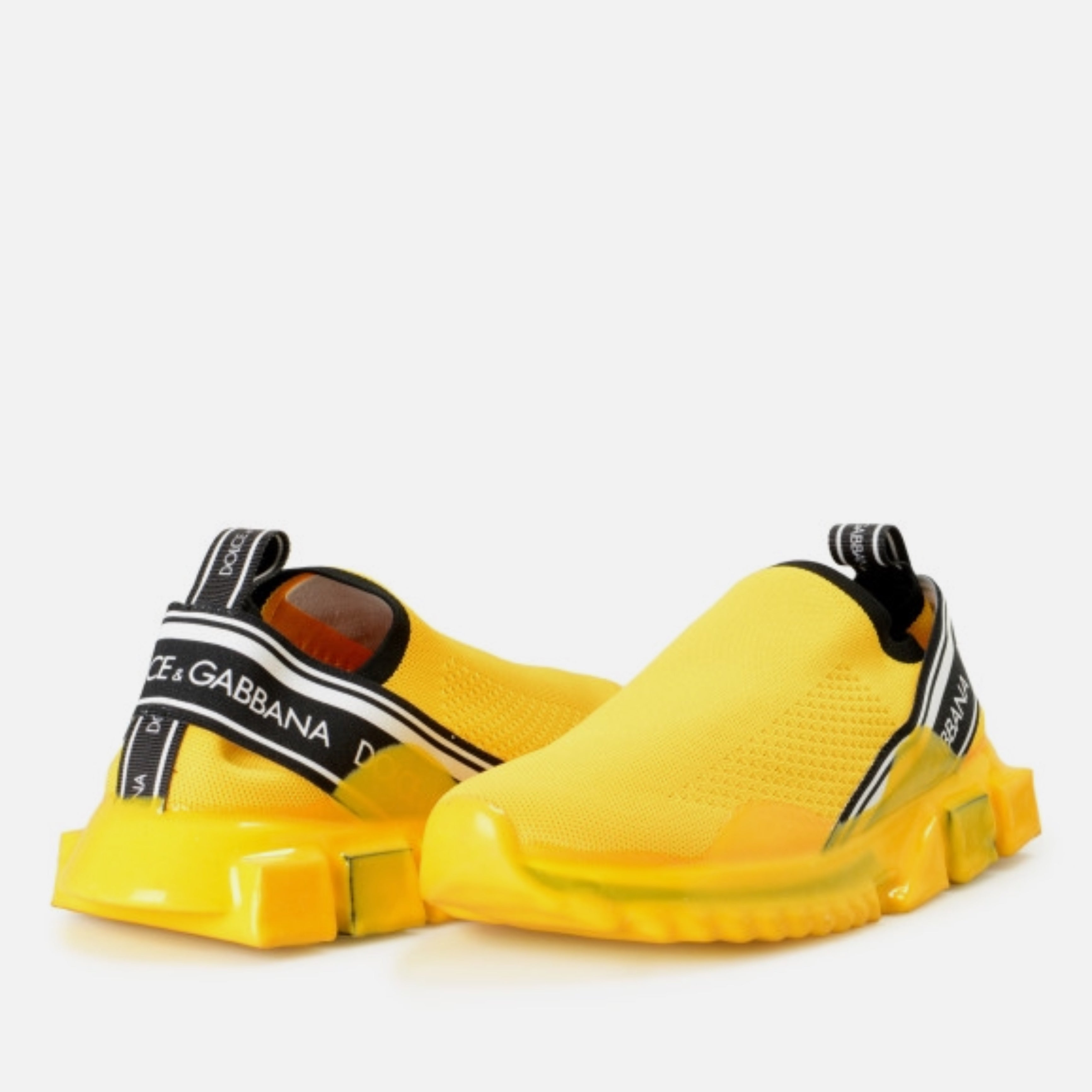 Унисекс луксозни маратонки Dolce & Gabbana Sorrento Yellow Slip On Sneakers в жълто