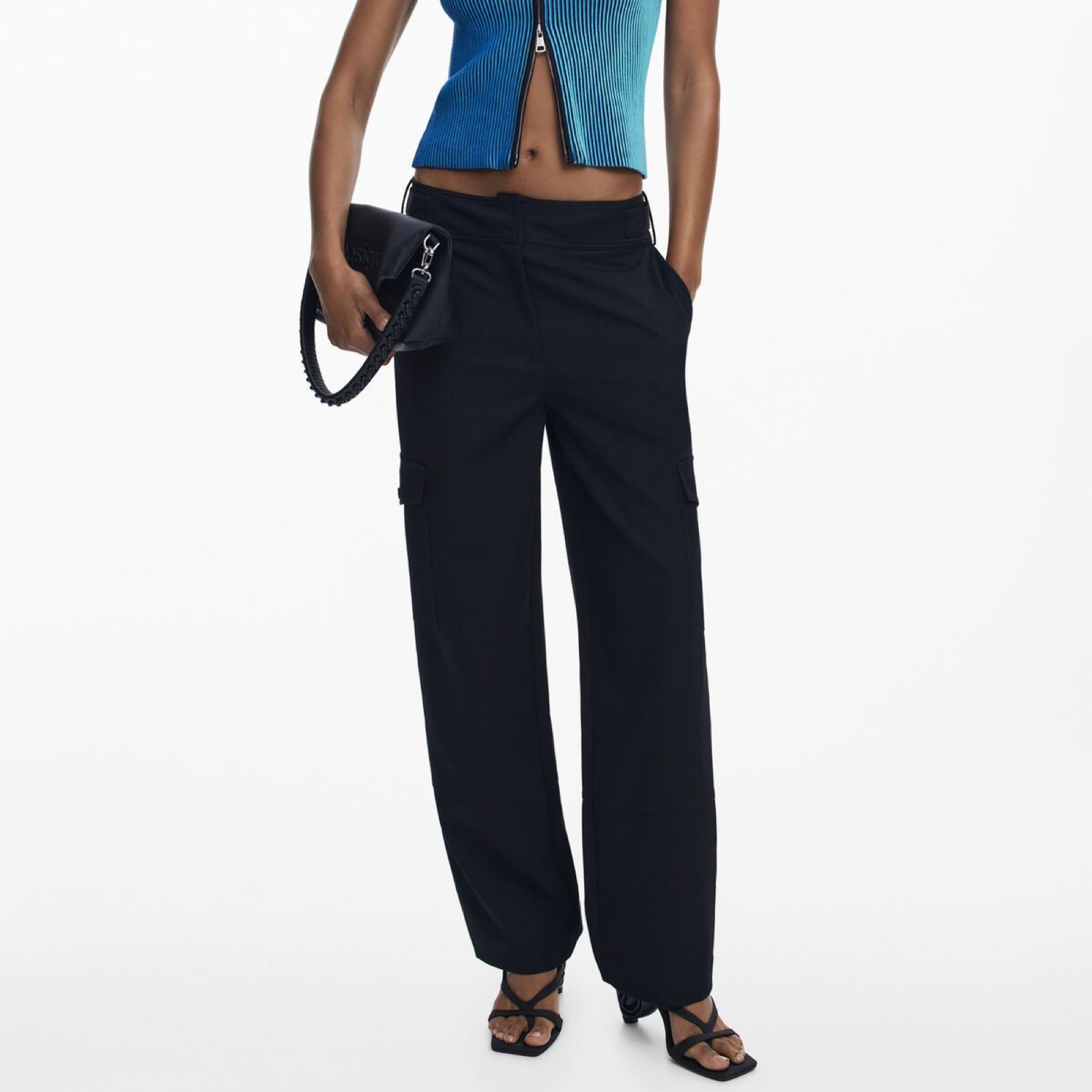 Дамски черен панталон Desigual Women Trouser 25WWPW08 Front View