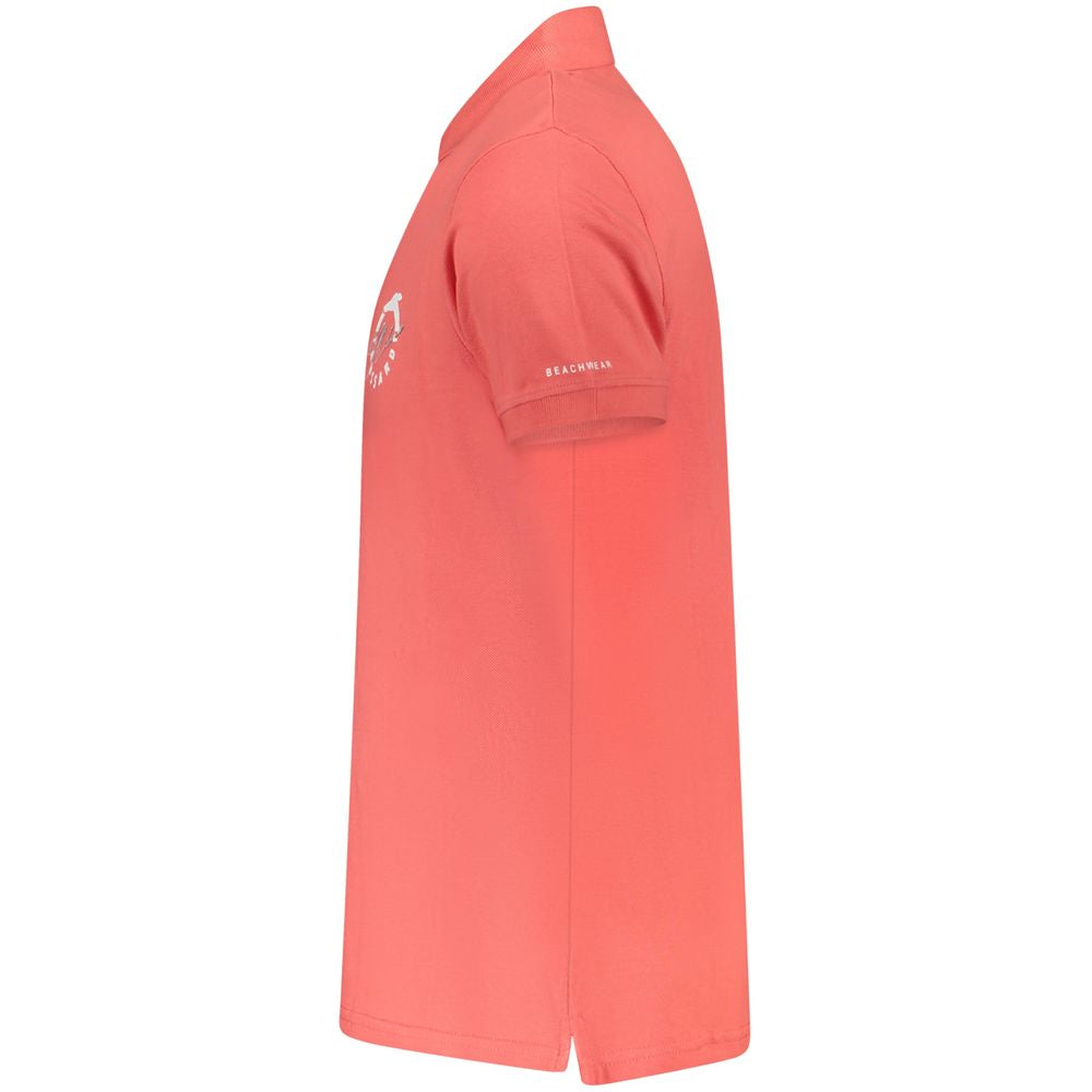 Мъжка поло тениска в червено Men’s polo shirt Trussardi Beachwear TRU25MPL01 Salmon Side view