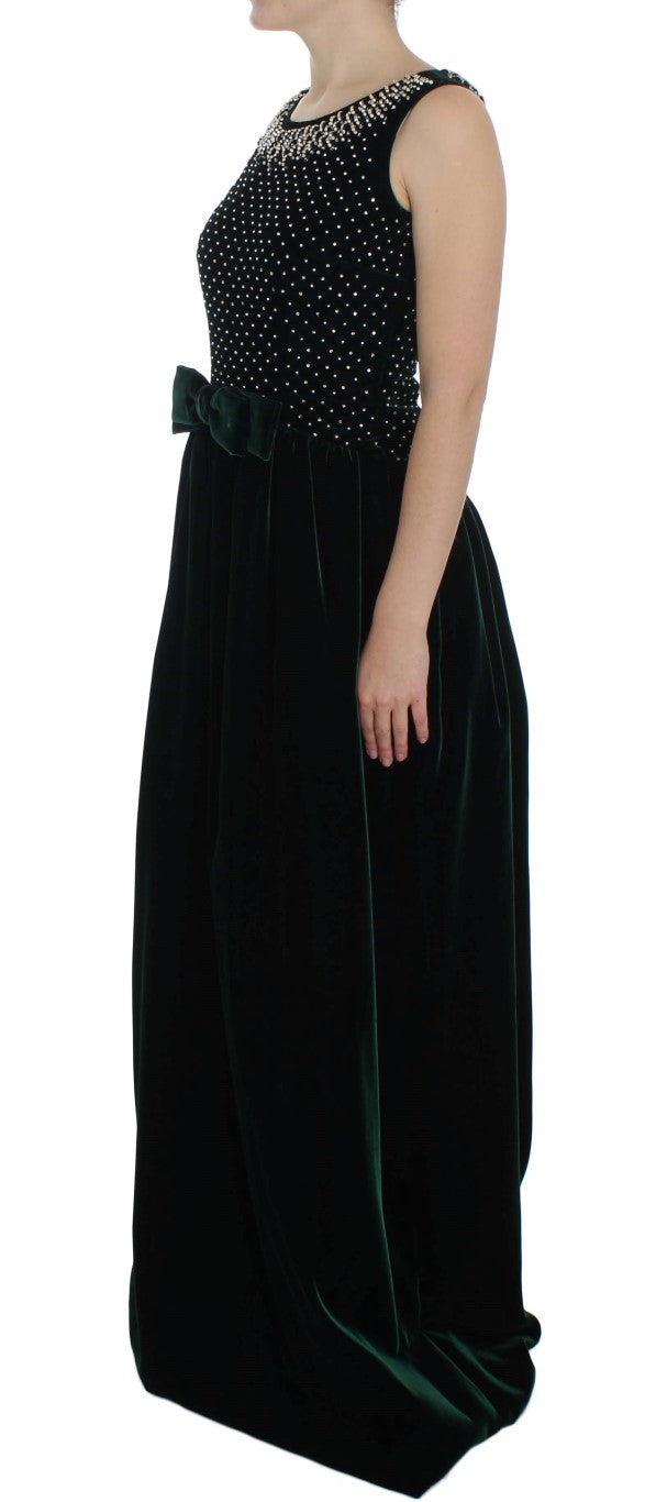 Dolce &amp; Gabbana Enchanted Emerald Velvet Crystal Maxi рокля