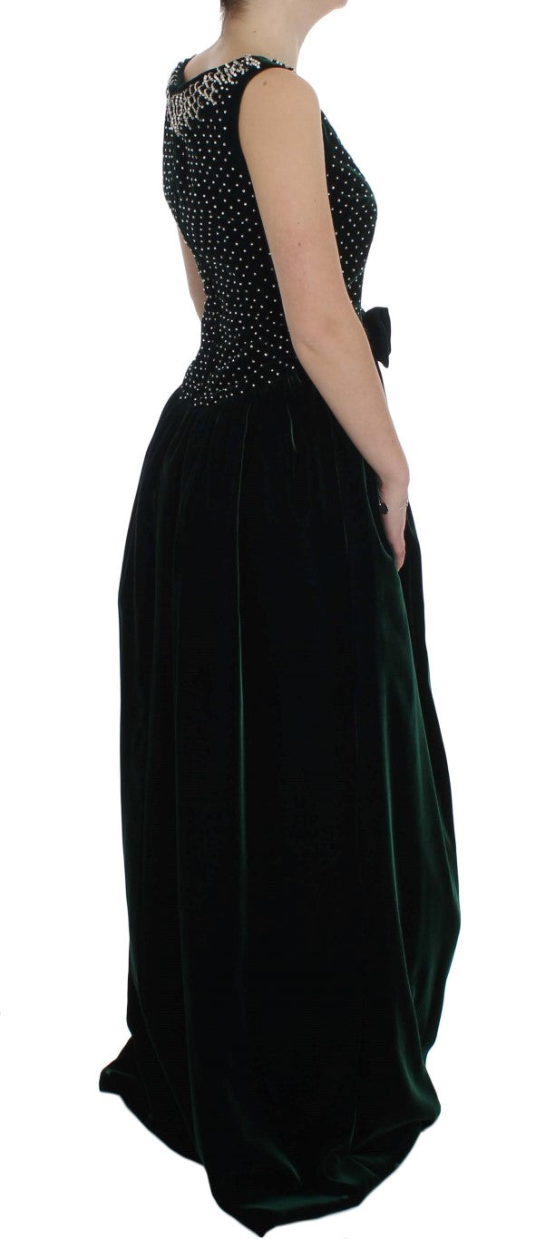 Dolce &amp; Gabbana Enchanted Emerald Velvet Crystal Maxi рокля