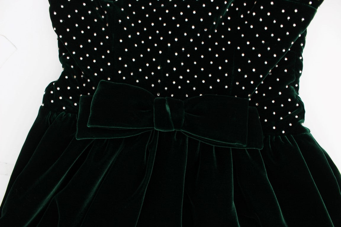 Dolce &amp; Gabbana Enchanted Emerald Velvet Crystal Maxi рокля