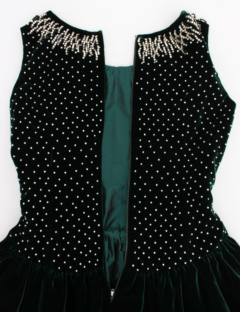 Dolce &amp; Gabbana Enchanted Emerald Velvet Crystal Maxi рокля