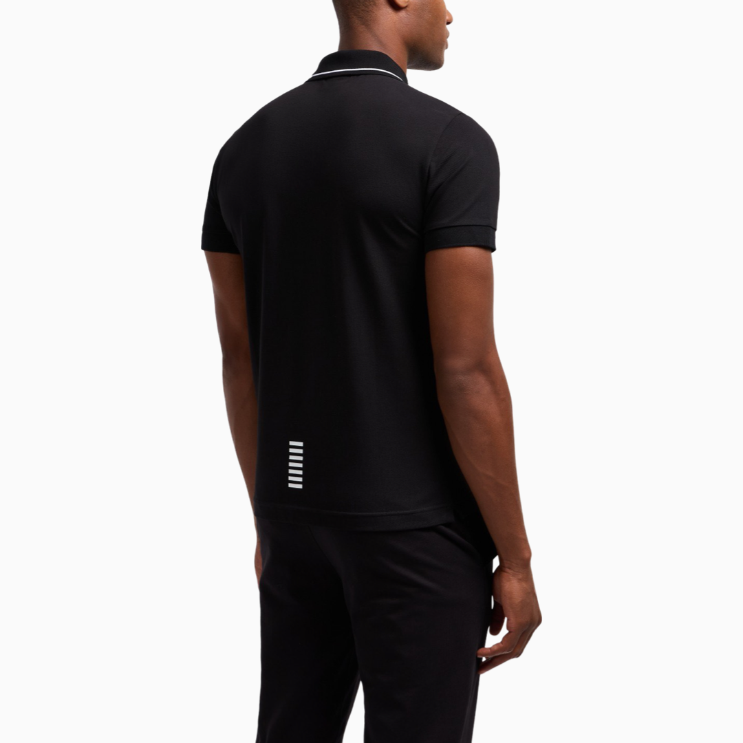 Мъжка поло тениска в черно Men’s polo EA7 Emporio Armani 8NPF16 PJVUZ 1200 Black back angled view