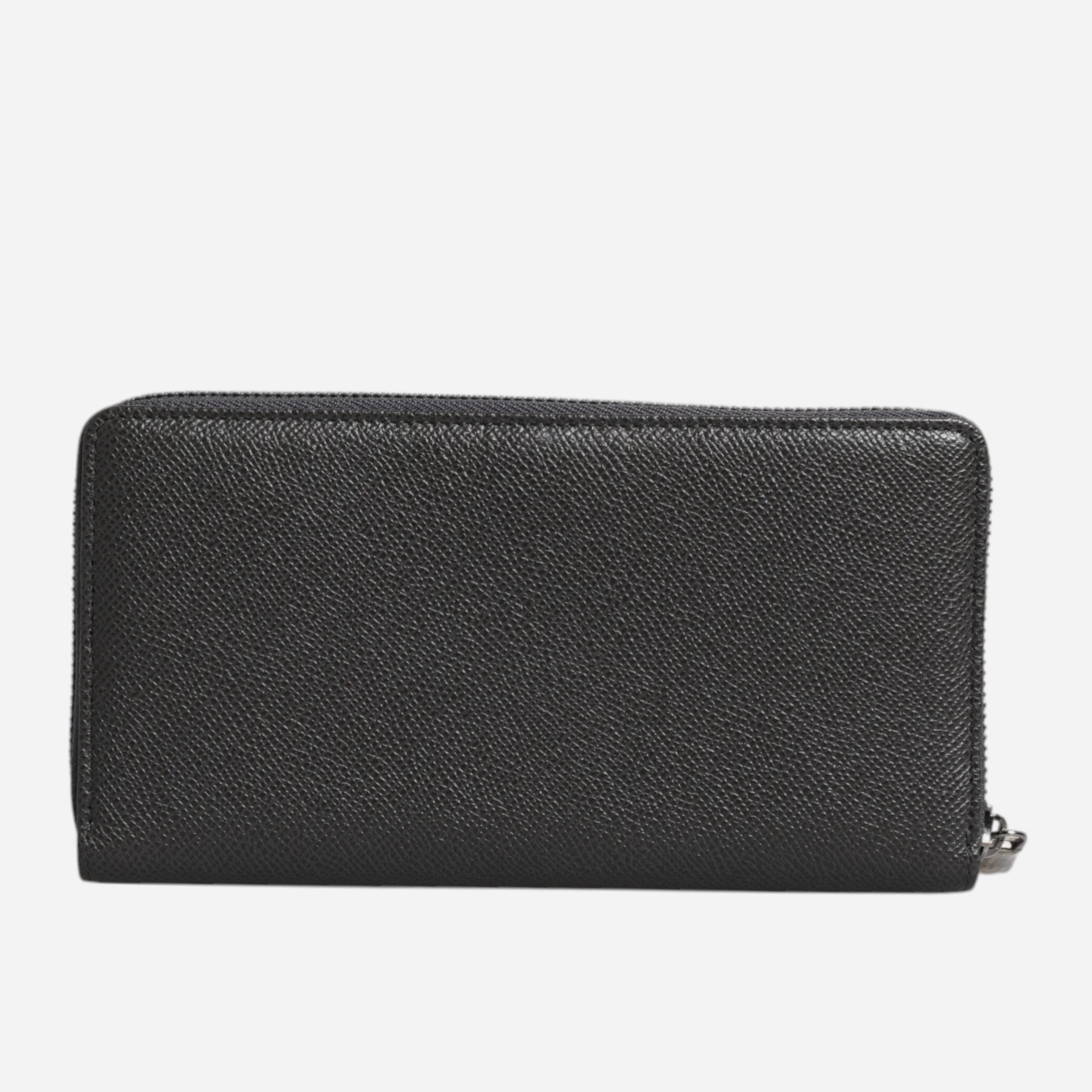 Dolce & Gabbana Dark Gray Leather DG Logo Zip Around Continental Wallet