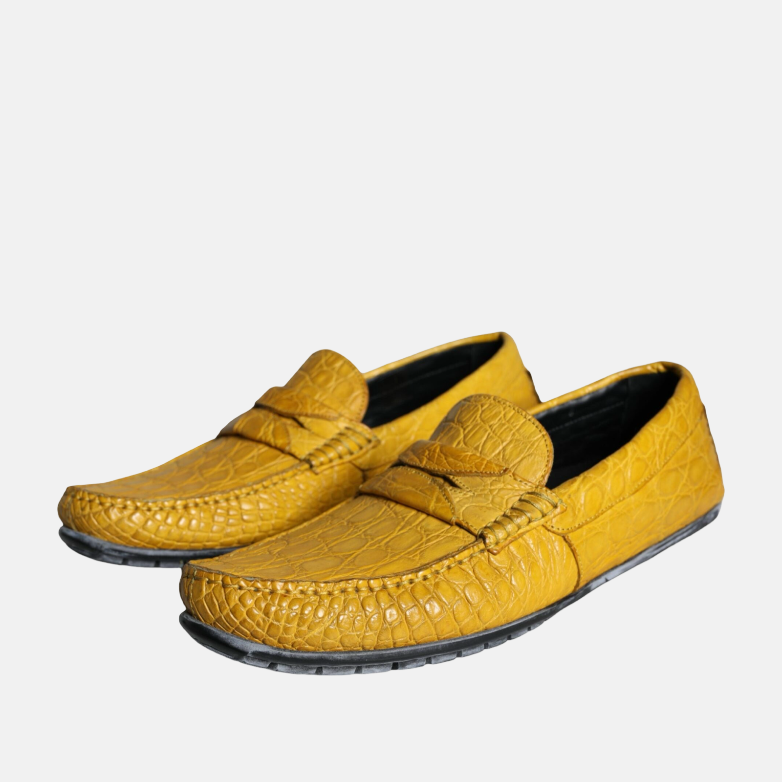 Dolce & Gabbana Yellow Caiman Leather Men Loafers