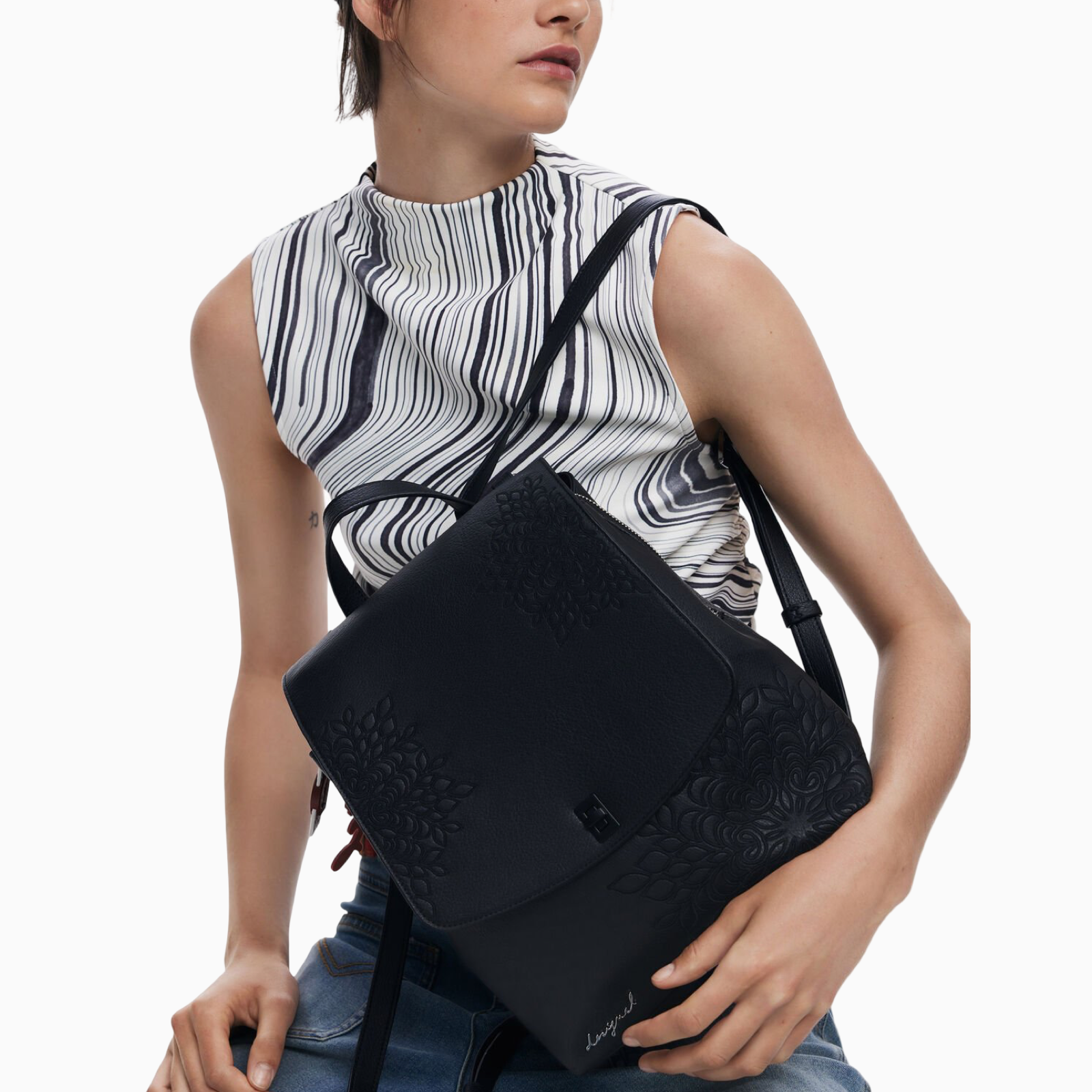 Дамска черна раница Desigual Rucksack 25WAKP19 Model View