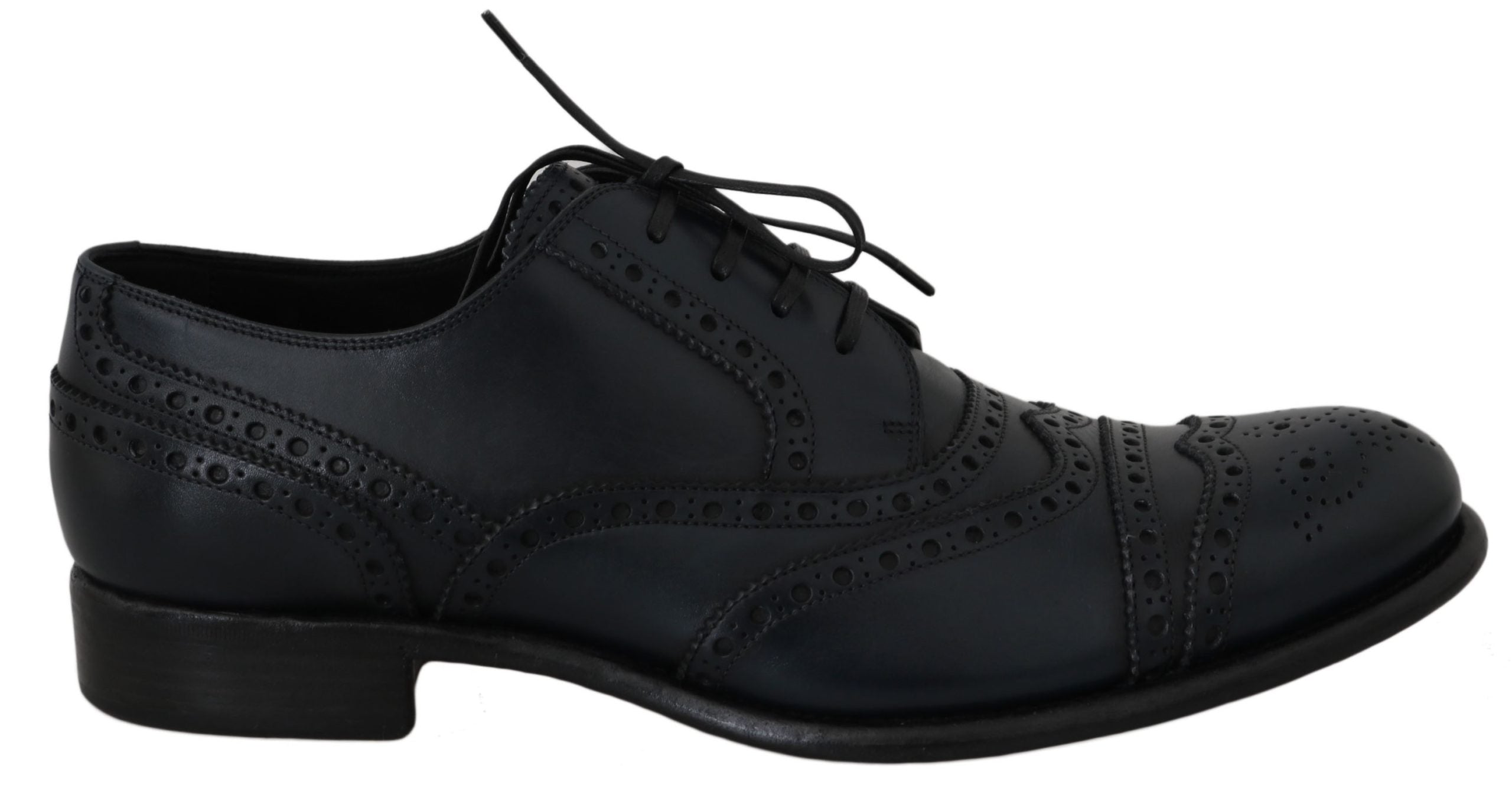 Dolce &amp; Gabbana Елегантни сини кожени дерби обувки Wingtip