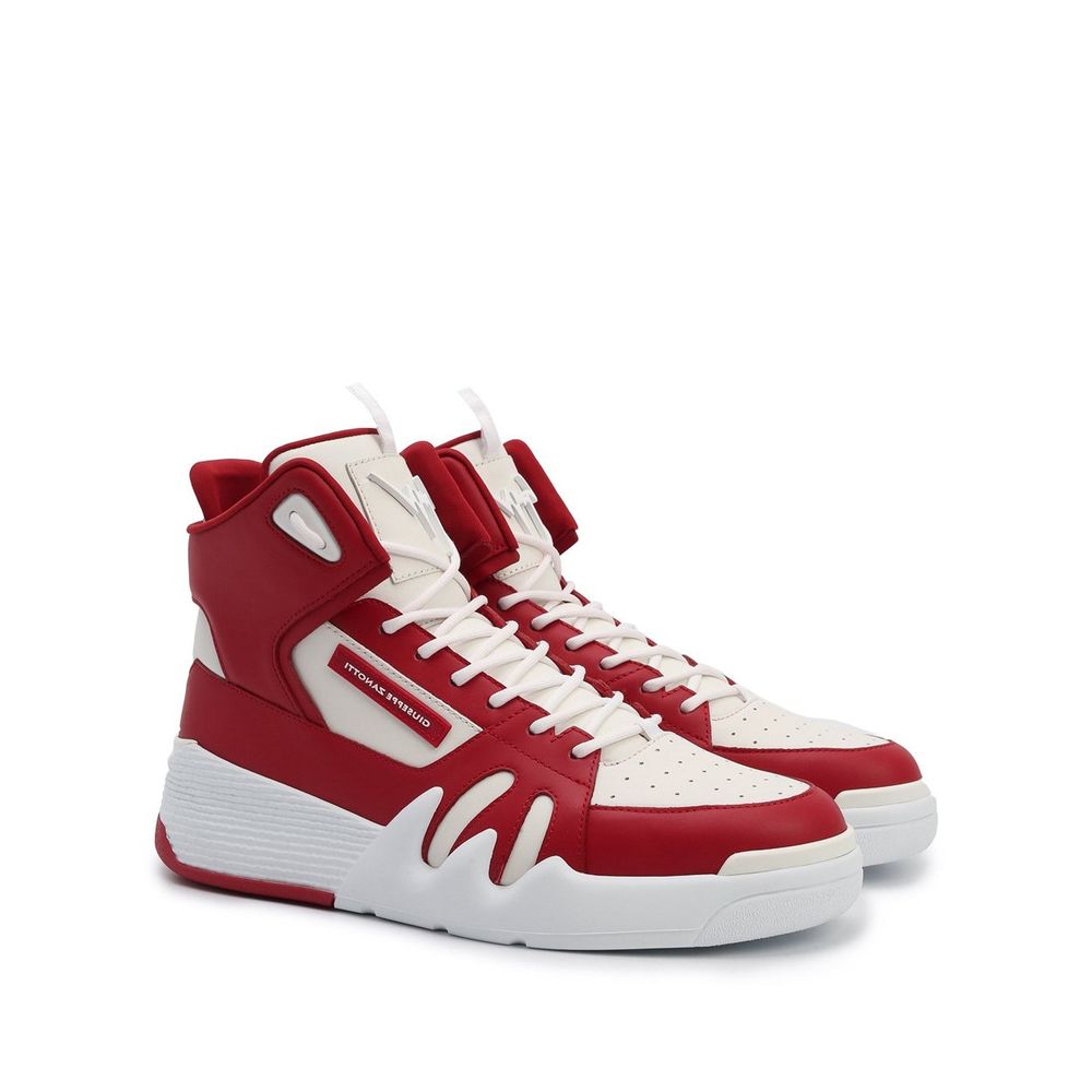 Мъжки високи кецове Men’s high top sneakers Giuseppe Zanotti Talon RM10007005 red and white angled view