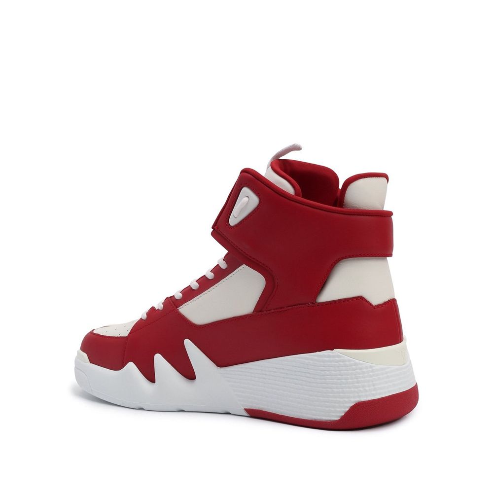 Мъжки високи кецове Men’s high top sneakers Giuseppe Zanotti Talon RM10007005 red and white heel view