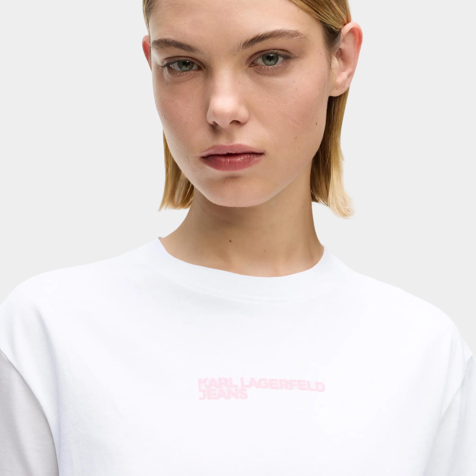 Дамска бяла тениска Karl Lagerfeld Jeans Women T-shirt B2W17069 100 Close-Up