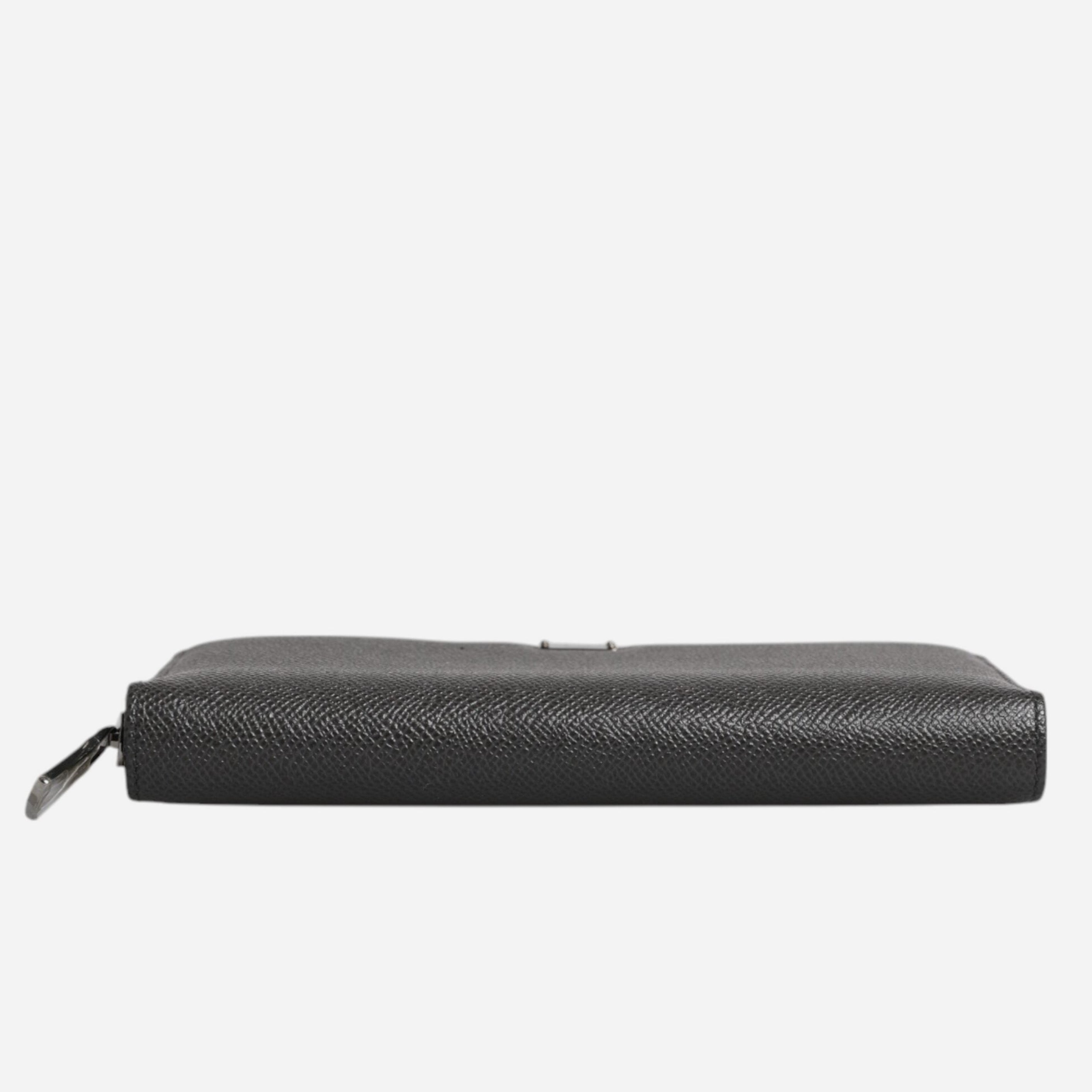 Dolce & Gabbana Dark Gray Leather DG Logo Zip Around Continental Wallet