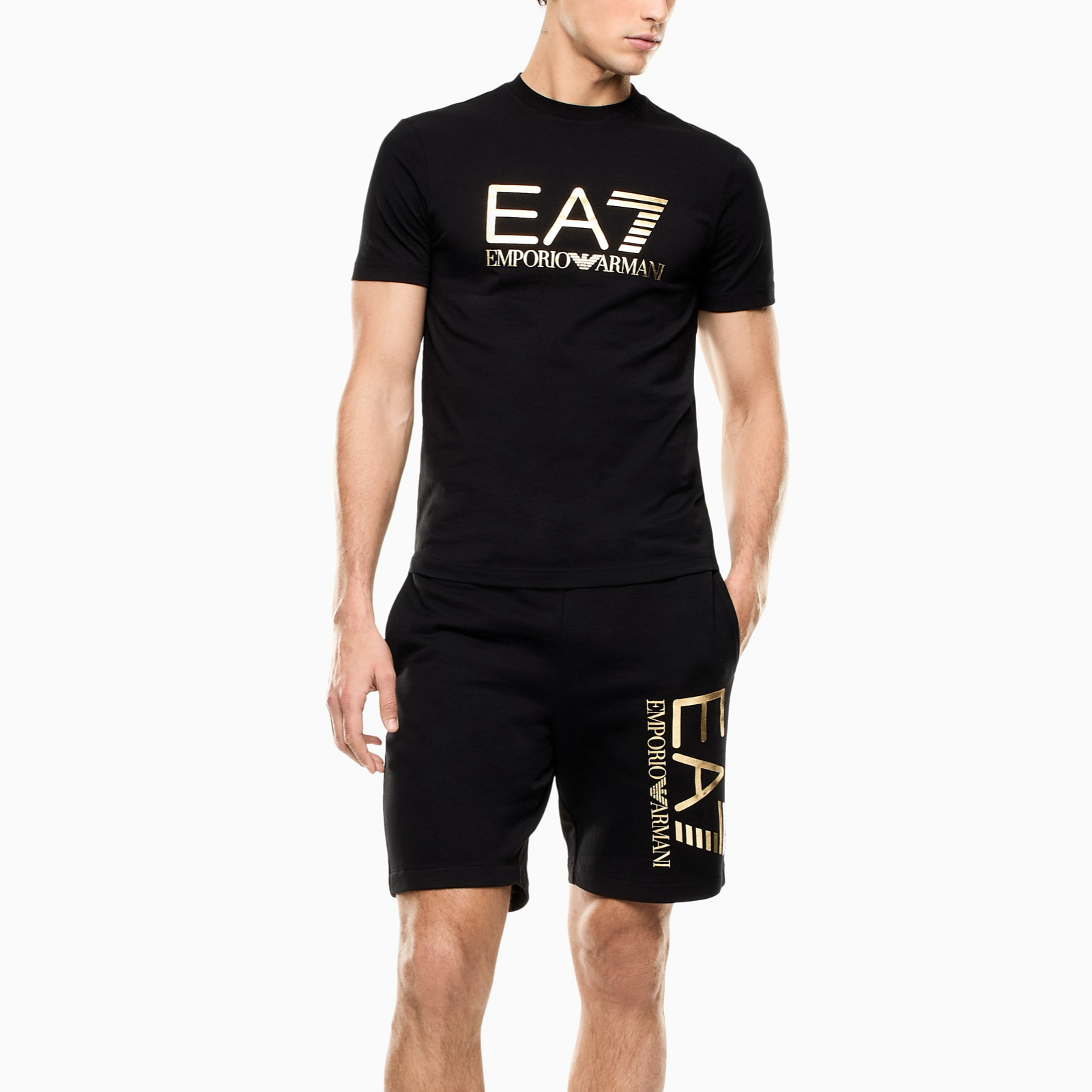 Мъжки черни къси панталони EA7 Emporio Armani Men Shorts 7M001414 AF22266 MC004 Front View