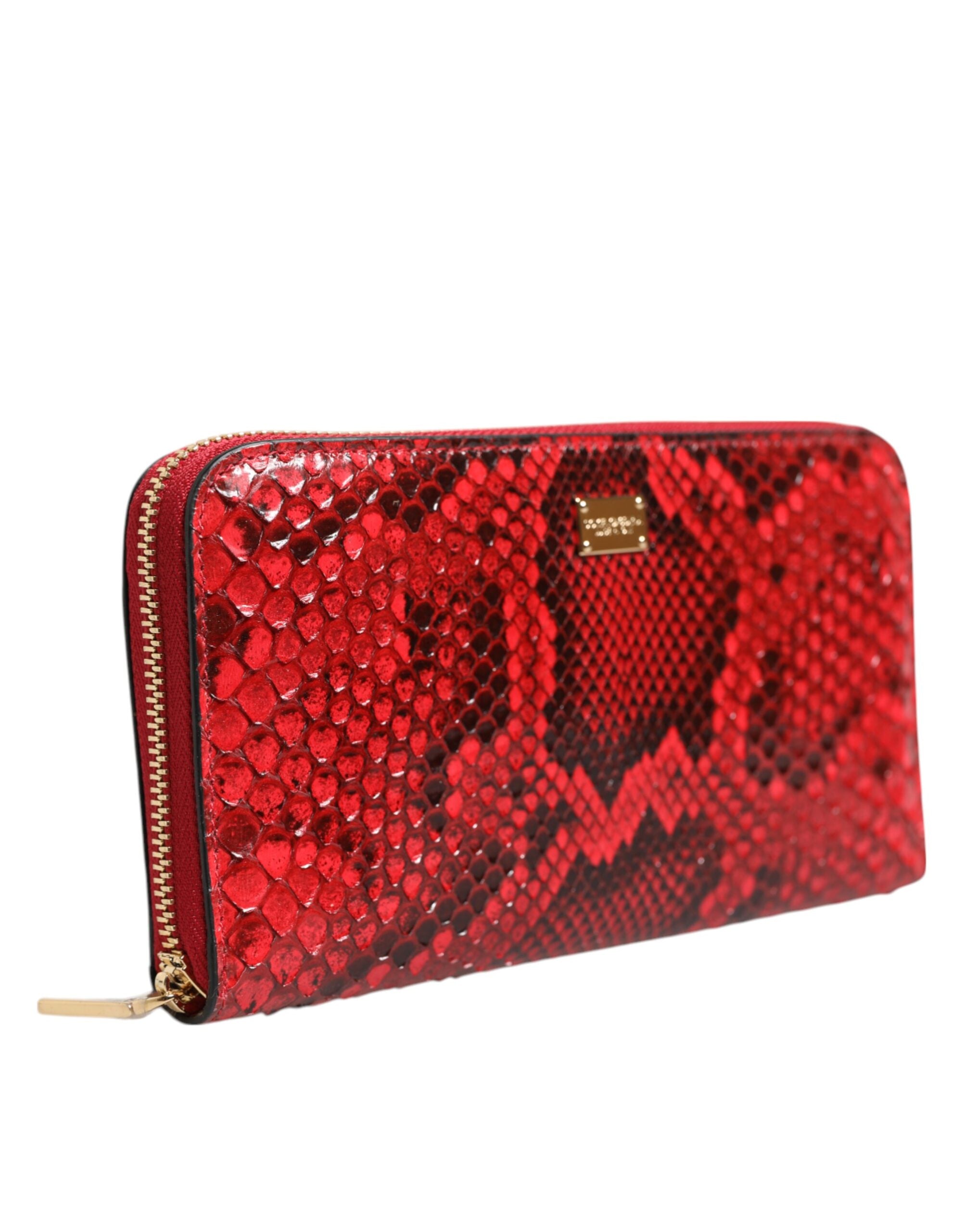 Dolce & Gabbana Red Exotic Leather Clutch Wallet