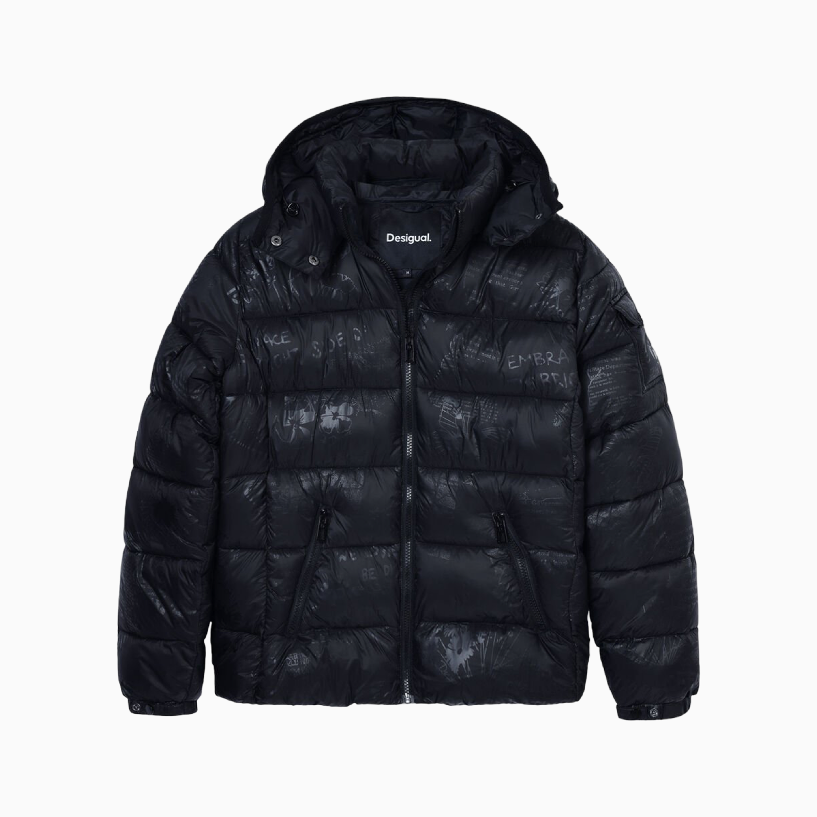 Дамско черно яке Desigual Women Jacket 24WWEWBM Front View