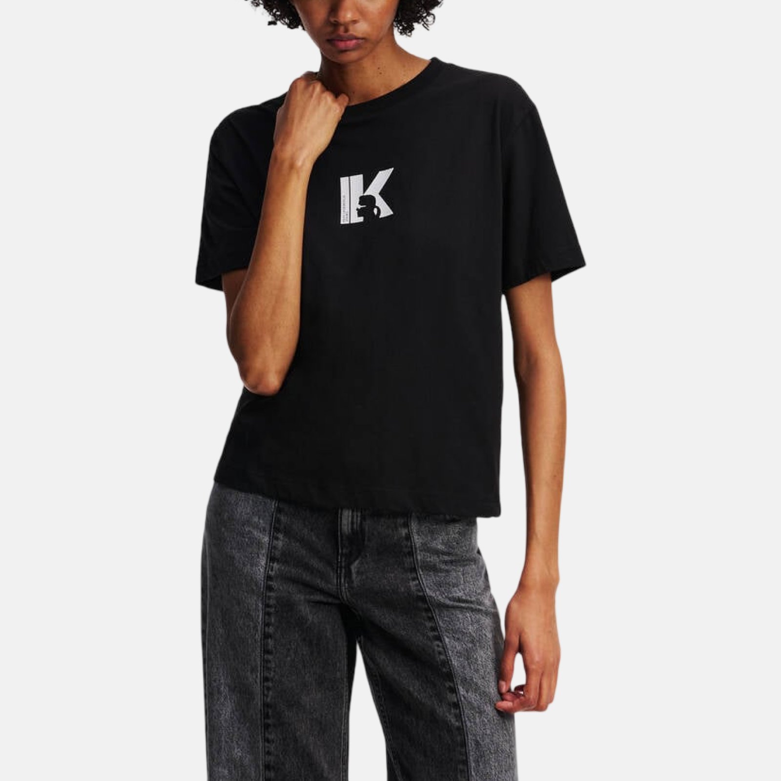Дамска черна тениска Karl Lagerfeld Jeans A3W17094 Front View