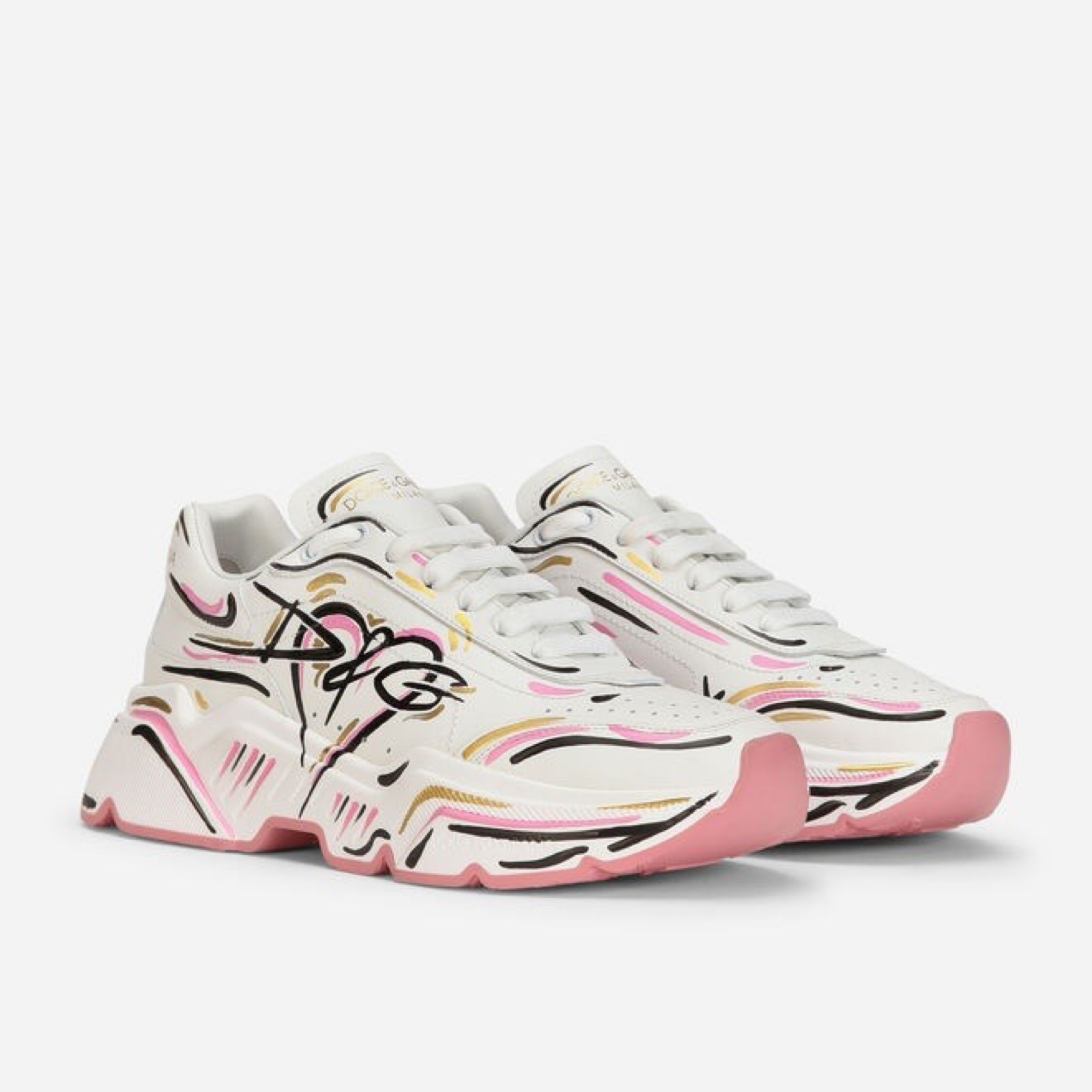 Dolce & Gabbana Daymaster Hand Painted Women Sneakers Lateral View