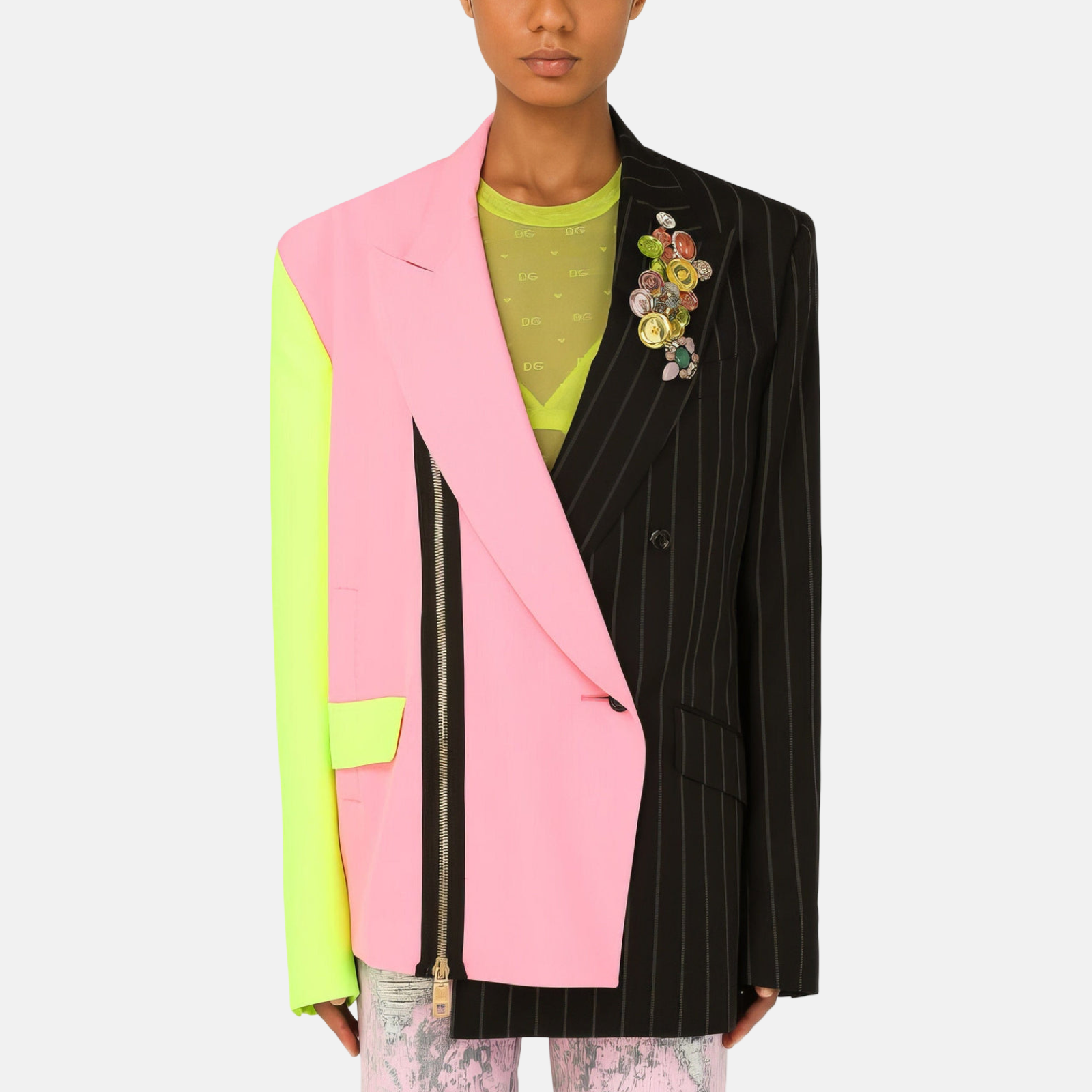 Дамско сако Dolce & Gabbana Double-Breasted Patchwork Women Blazer  F29PEZ GDAI3 Front View