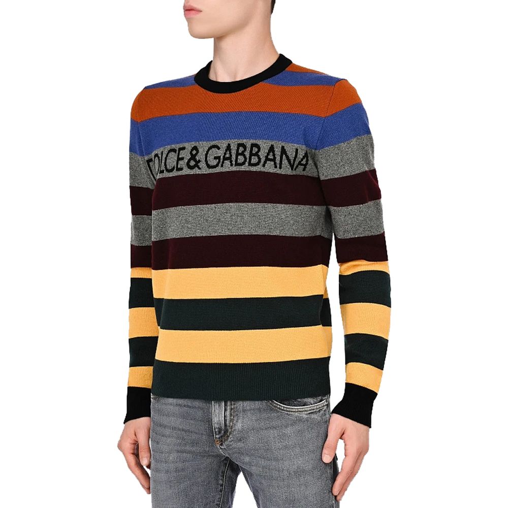 Мъжки кашмирен пуловер Men’s cashmere multicolor sweater Dolce & Gabbana GXE94T JAW8Z front view