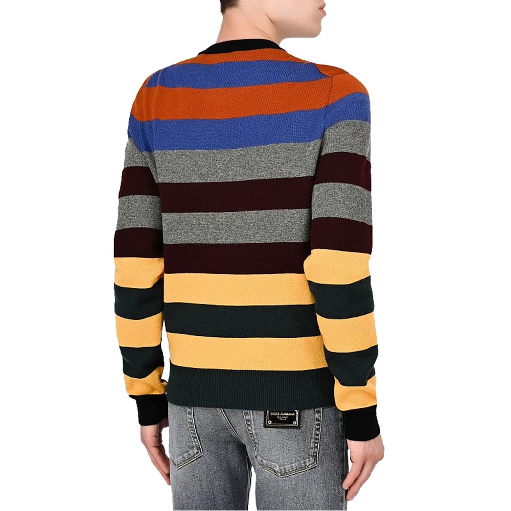Мъжки кашмирен пуловер Men’s cashmere multicolor sweater Dolce & Gabbana GXE94T JAW8Z back view