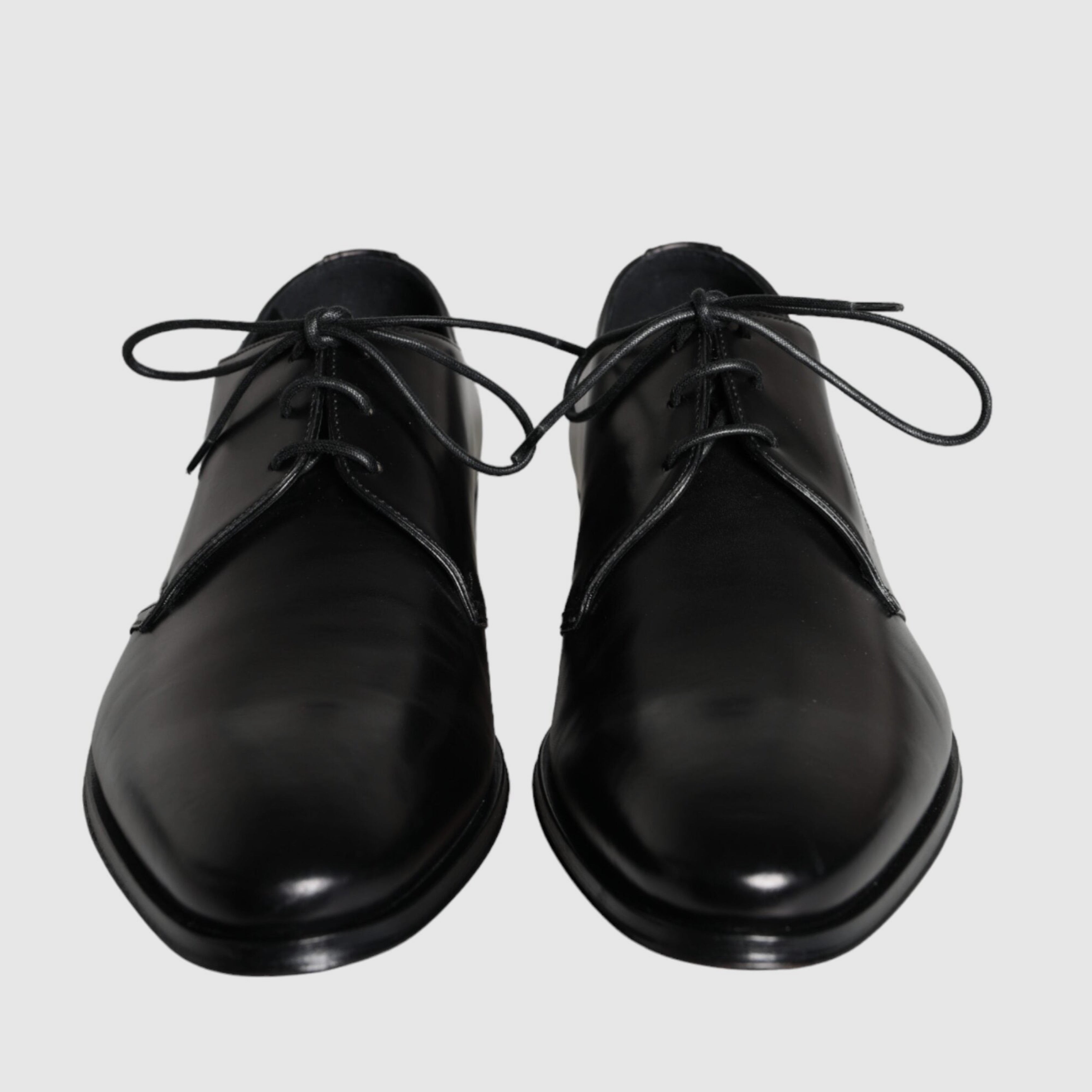 Dolce & Gabbana Black Calfskin Leather Derby Men Dress Shoes