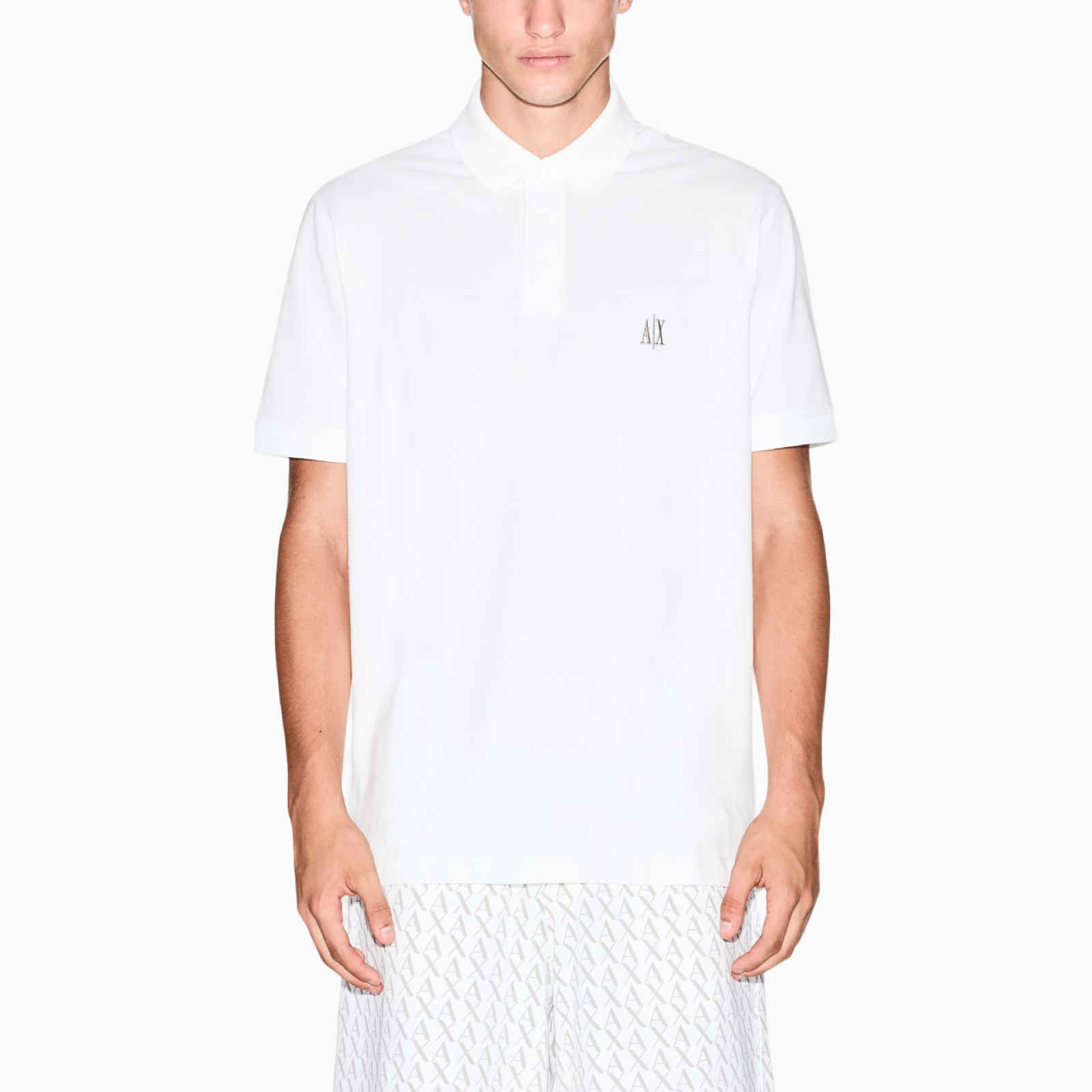 Мъжка бяла поло тениска Armani Exchange Men Polo XM000367 AF13022 U0002 Front View