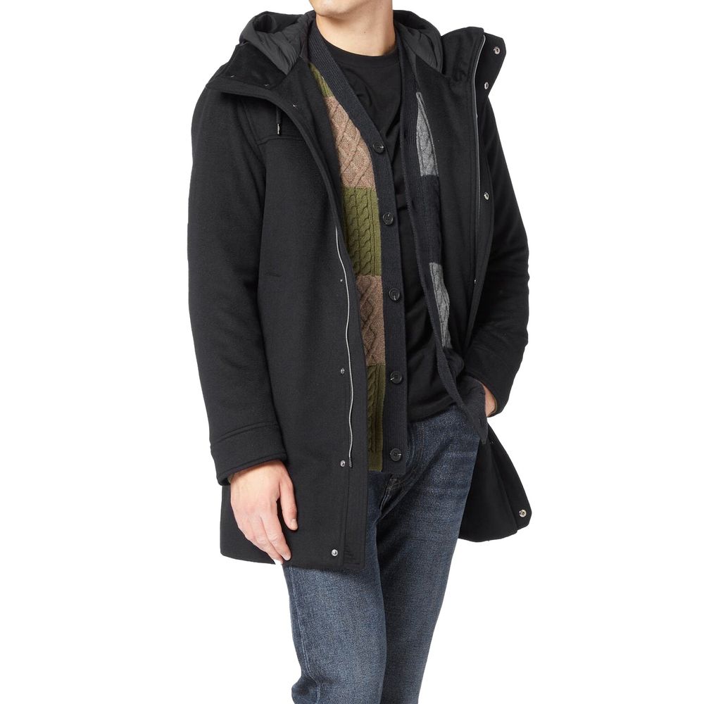 Мъжко палто Men’s cashmere hooded coat HERNO PI001155U12638 9200 Black