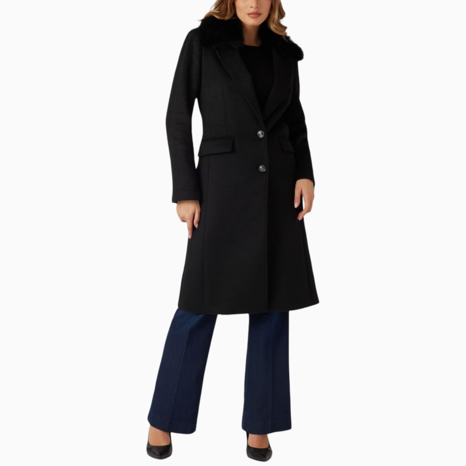 Дамско черно палто Guess Women Coat W5BL19 W2642 Front View