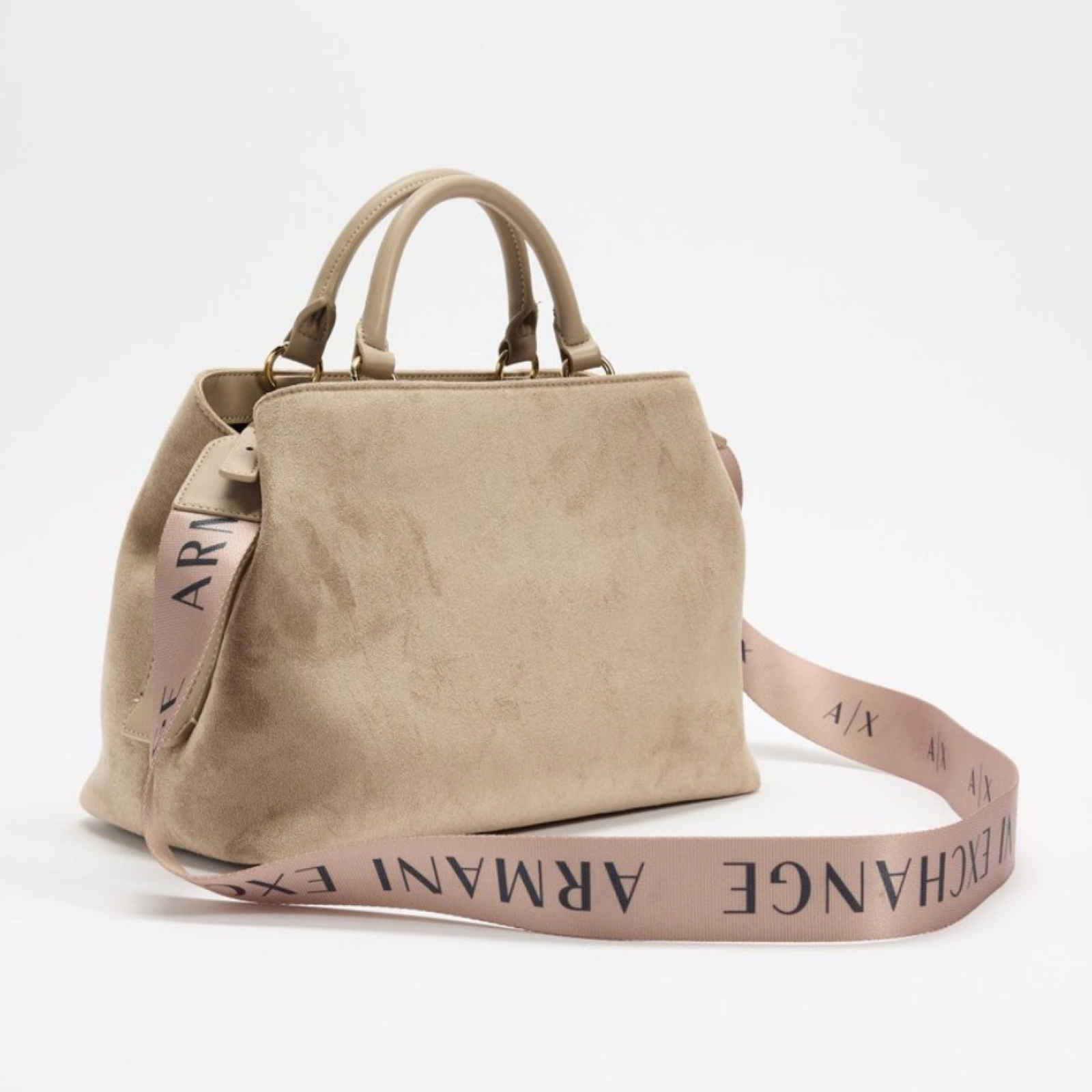 Дамска бежова велурена чанта Armani Exchange Women Handbag XW001545 AF22630 U6223 Back View