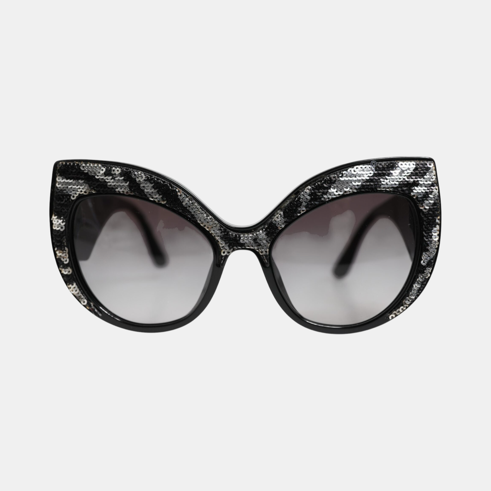 Dolce & Gabbana Black Silver Sequin Oversized Butterfly DG4326 Sunglasses
