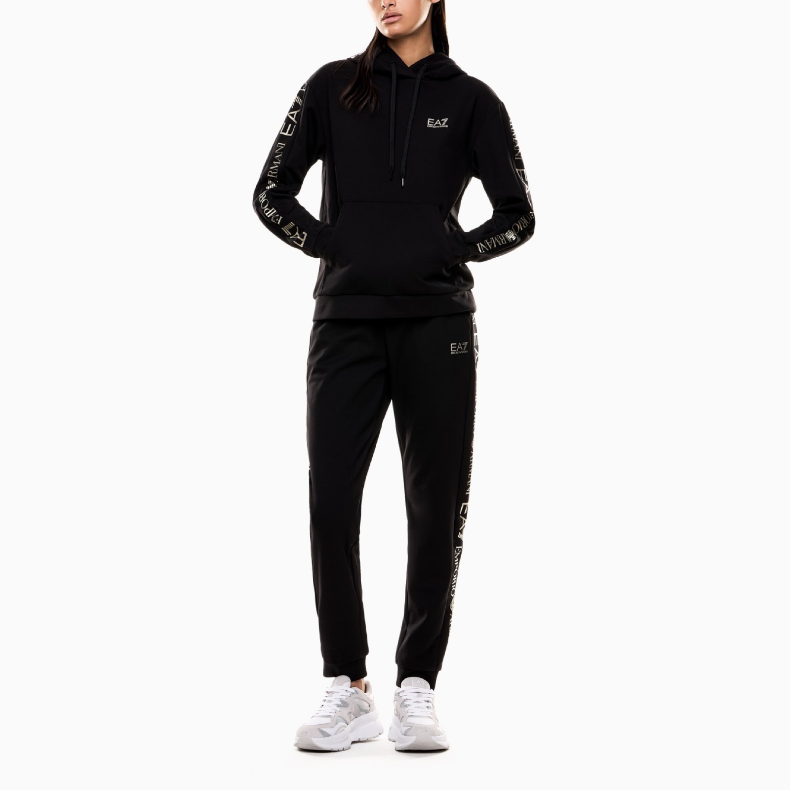 Дамски черен екип EA7 Emporio Armani Women Tracksuit 7W000789 AF18880 Front View