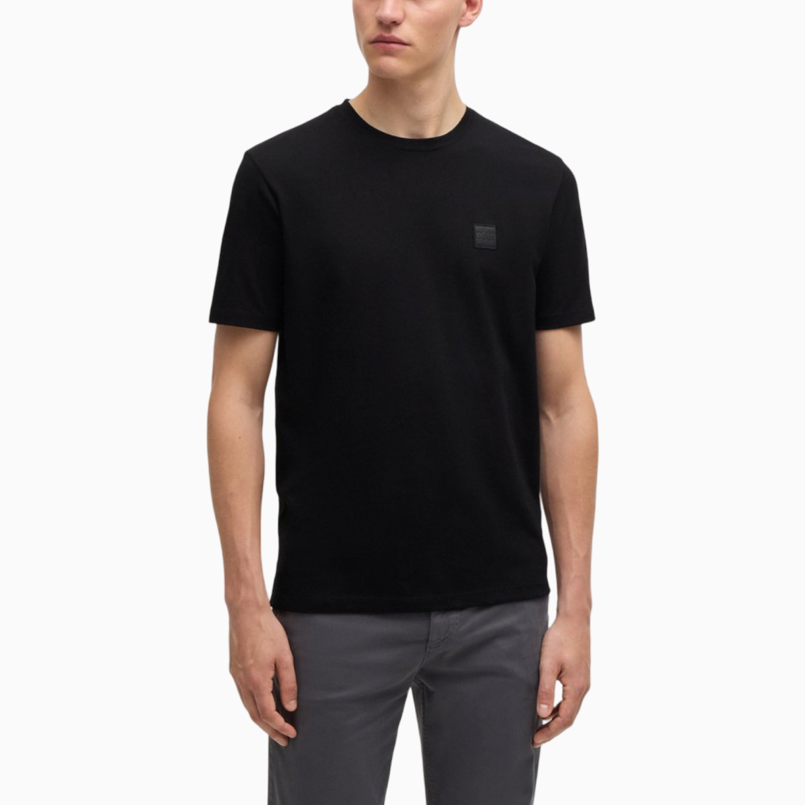 Мъжка черна тениска Boss Men T-shirt 50508584 Front View