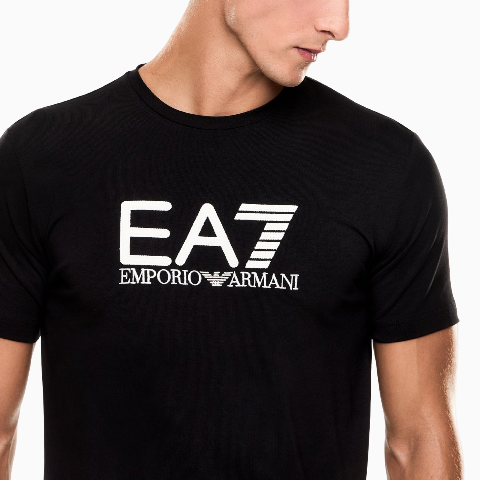 Мъжка черна тениска EA7 Emporio Armani Men T-shirt 7M000899 AF10373 Close-Up