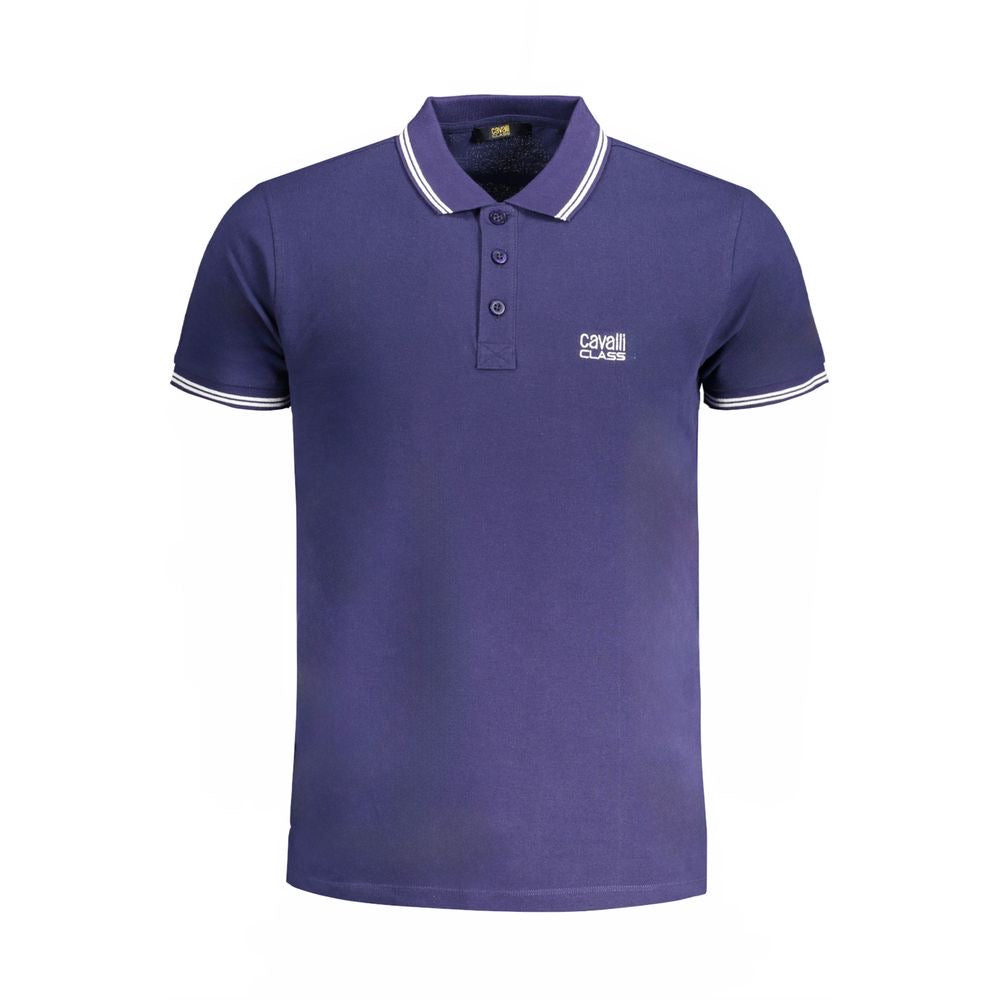 Мъжка поло тениска Men's polo Cavalli Class QXT64Y KB002 Navy Blue/White front view