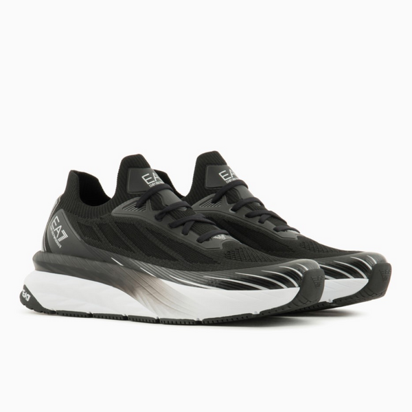 Мъжки маратонки Men’s EA7 Emporio Armani Crusher Distance Sonic Knit Sneakers X8X176 XK377 N763 Black Medial View