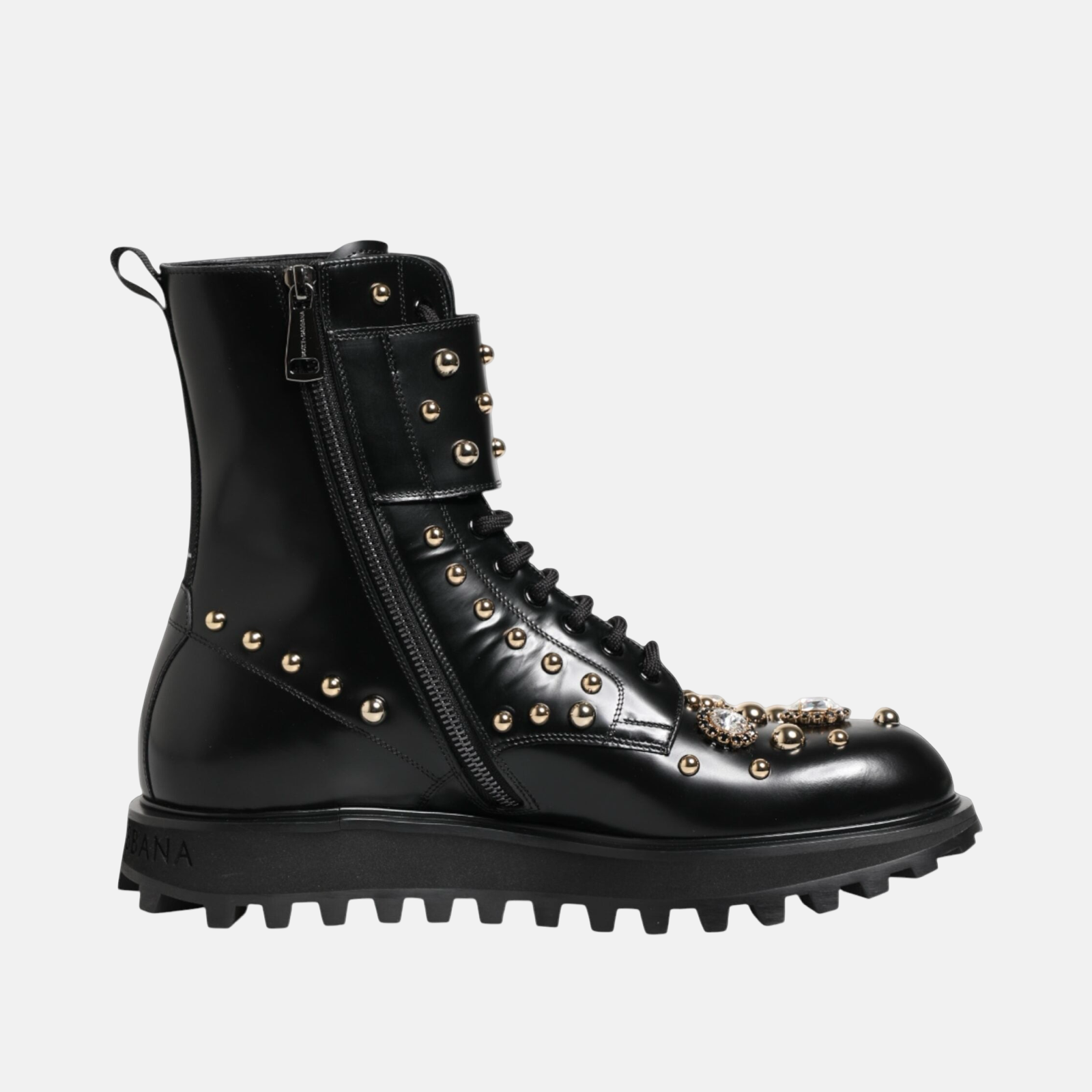 Dolce & Gabbana Studded Mid Calf Men Boots Lateral View