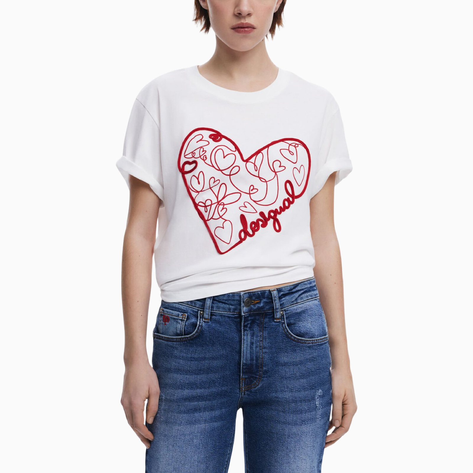 Дамска бяла тениска Desigual T-Shirt 
25WWTK50 Front View