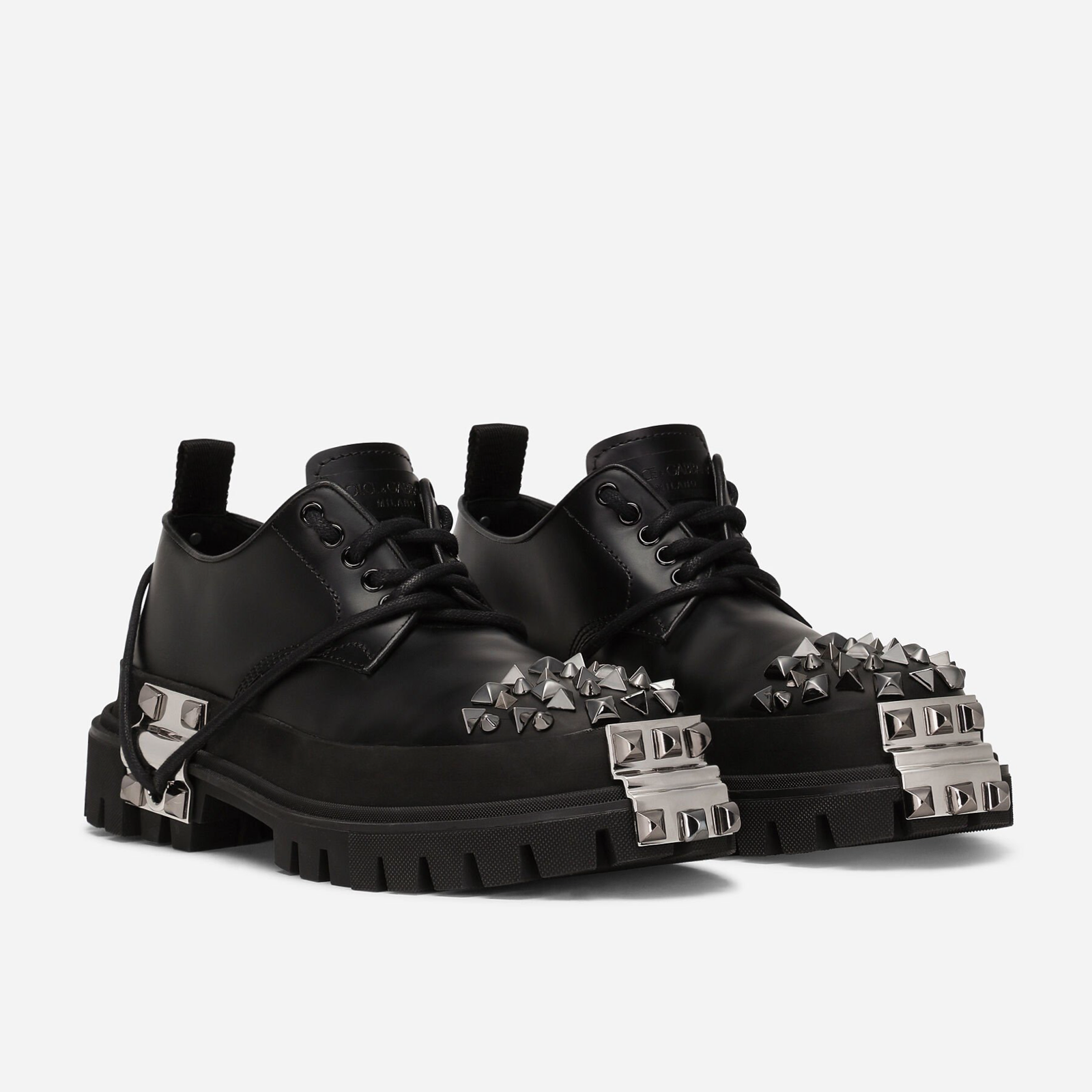 Dolce & Gabbana Studded Hi Trekking Men Derby Shoes Lateral View