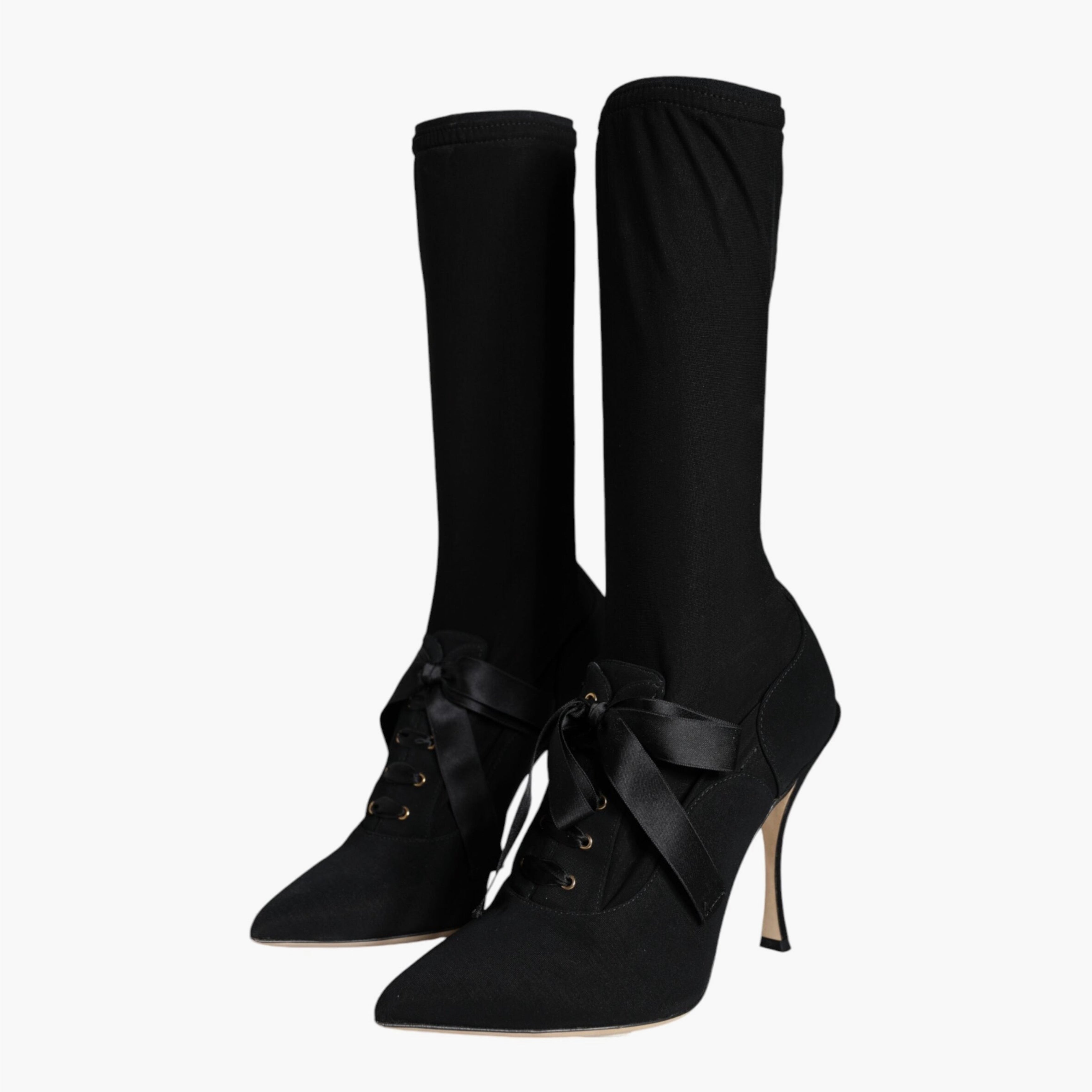 Дамски луксозни обувки на токчета с висок чорап в черно DOLCE & GABBANA
Women’s Luxury Black Stiletto Heels Boots