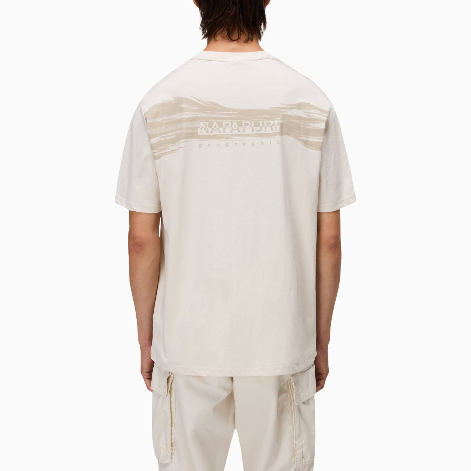 Мъжка бежова тениска Napapijri Men T-shirt NP0A88SUN Back View