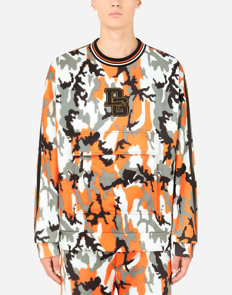 Dolce & Gabbana Multicolor Camouflage Crew Neck Pullover Sweater