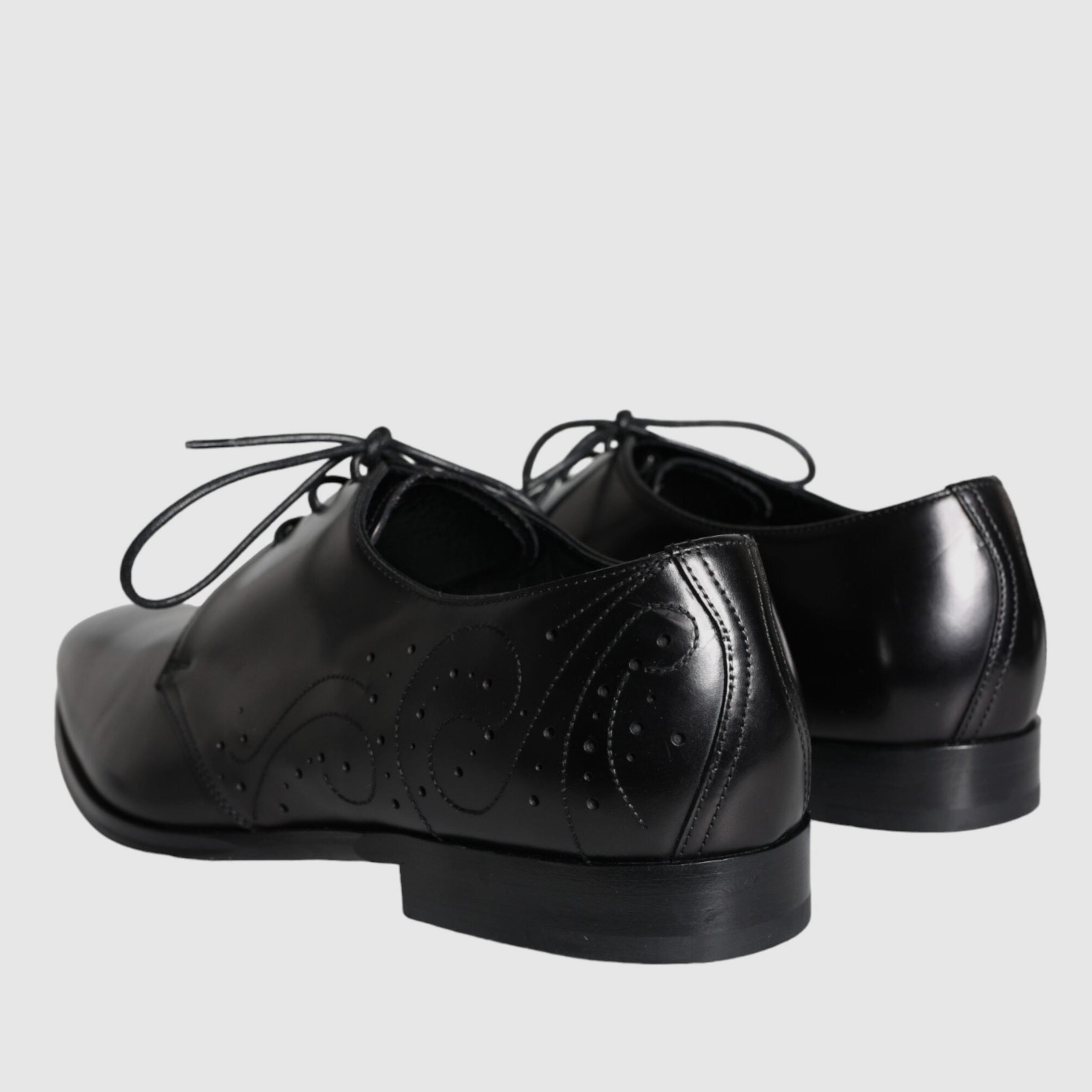 Dolce & Gabbana Black Calfskin Leather Derby Men Dress Shoes