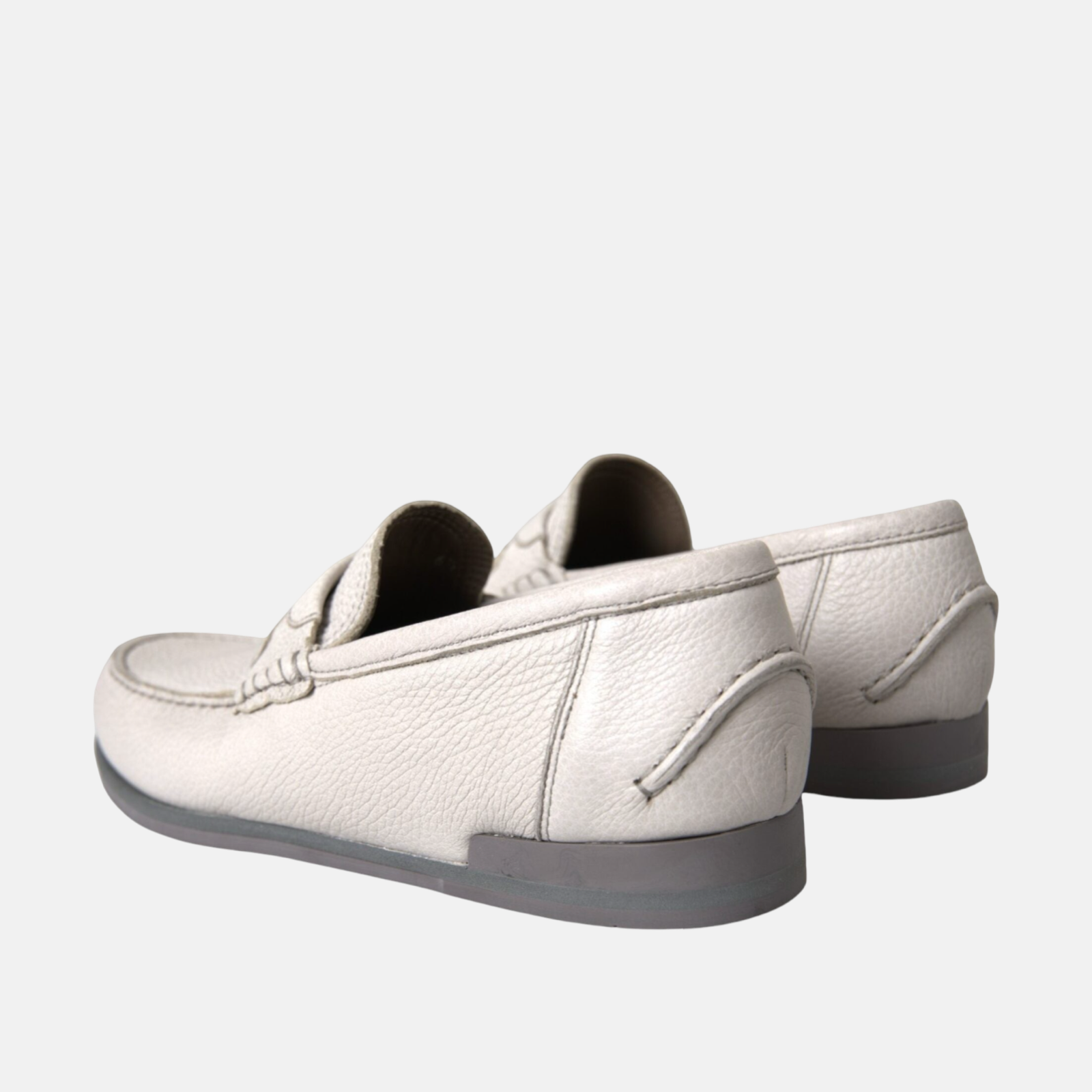 Мъжки мокасини Dolce & Gabbana White Gray Leather Men Loafers Heel View